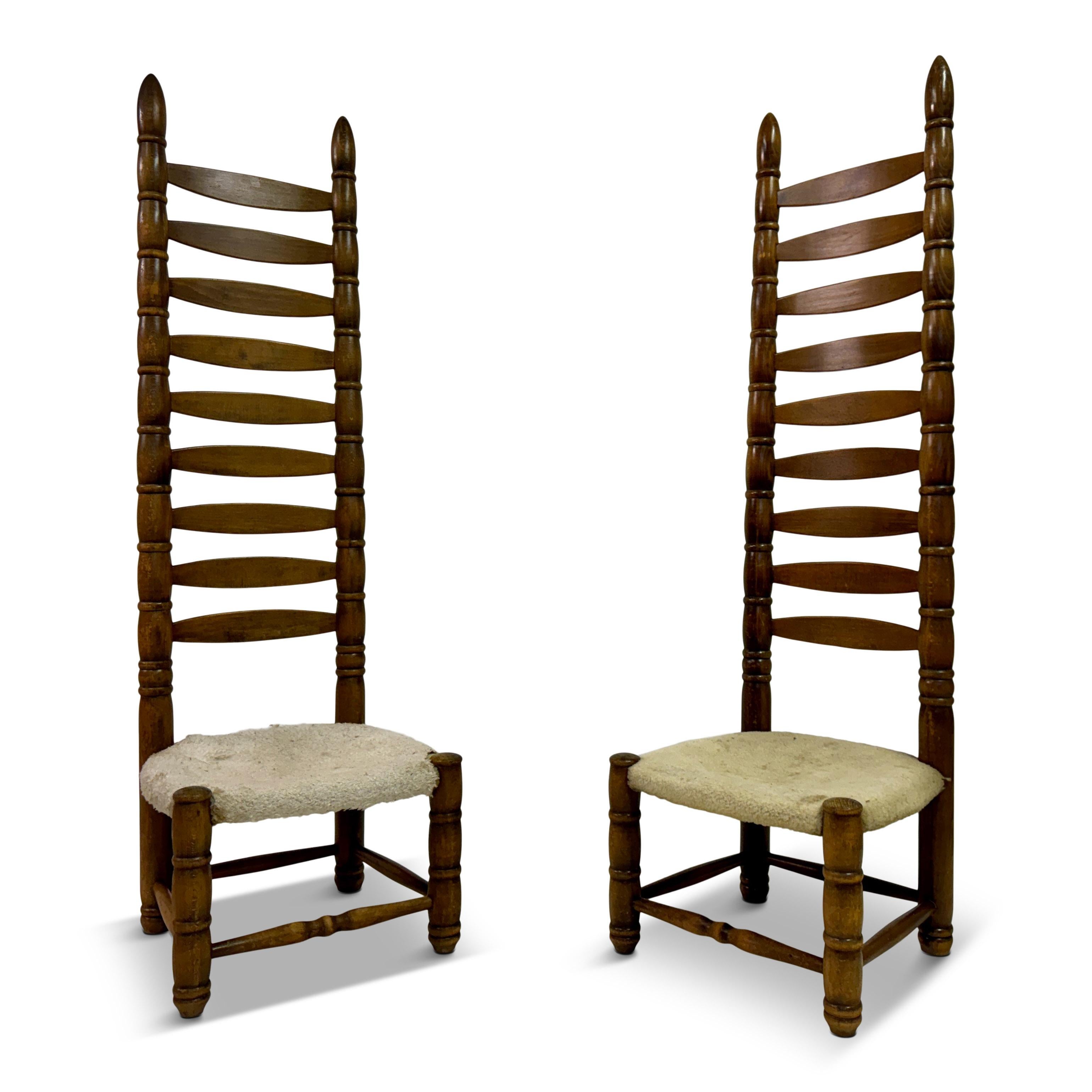 Pair of 1960s Tall Ladderback Chairs For Sale 7