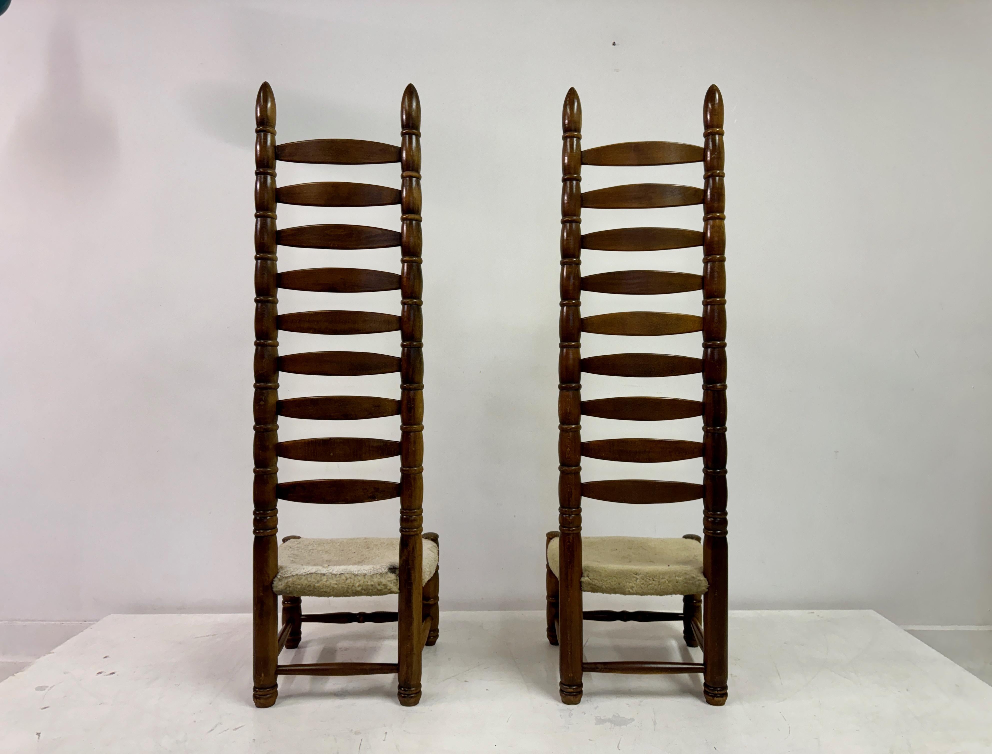 Pair of 1960s Tall Ladderback Chairs For Sale 2