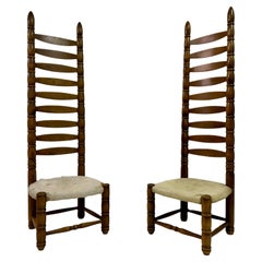 Paar hohe Stühle mit Leiterlehne aus den 1960er Jahren