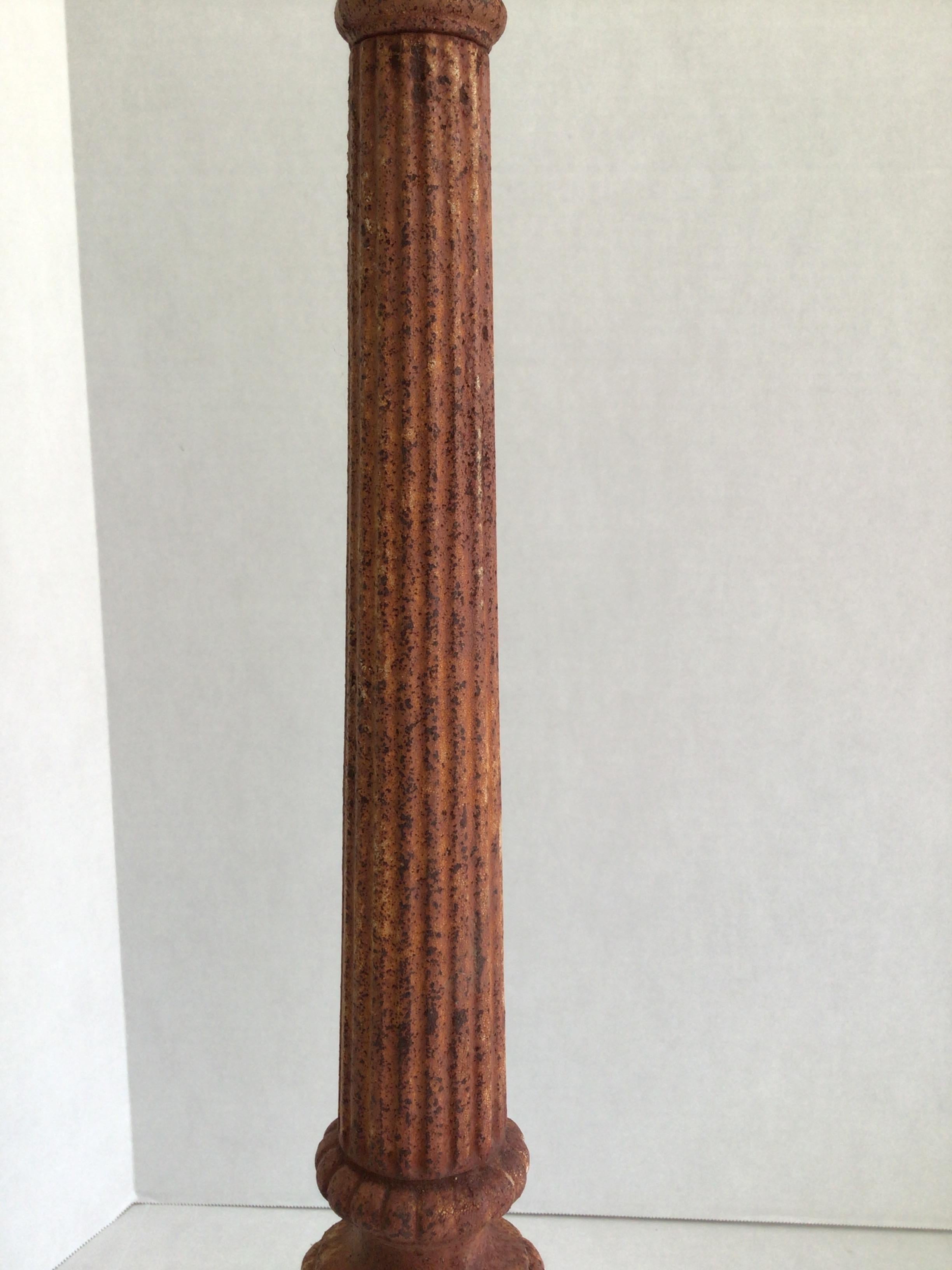 Pair of 1960s Tall Rusted Iron Candlestick Holders For Sale 1