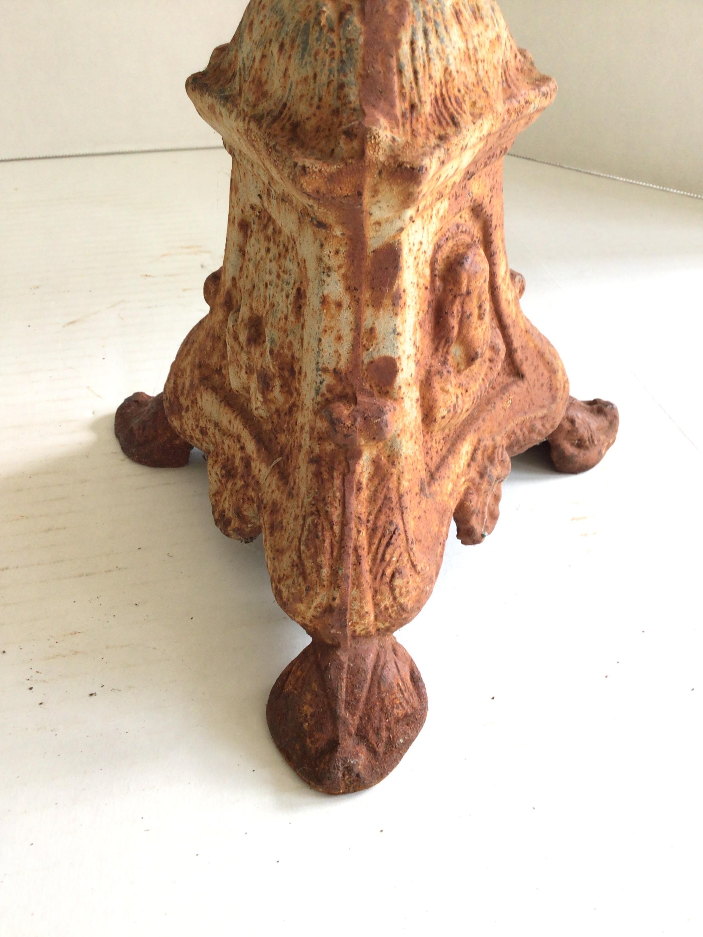 Pair of 1960s Tall Rusted Iron Candlestick Holders For Sale 4