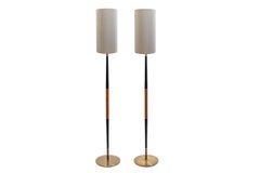 Pair of 1960s Teak and Brass Floorlamps by LYFA