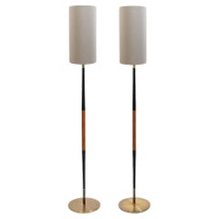 Pair of 1960s Teak and Brass Floorlamps by LYFA