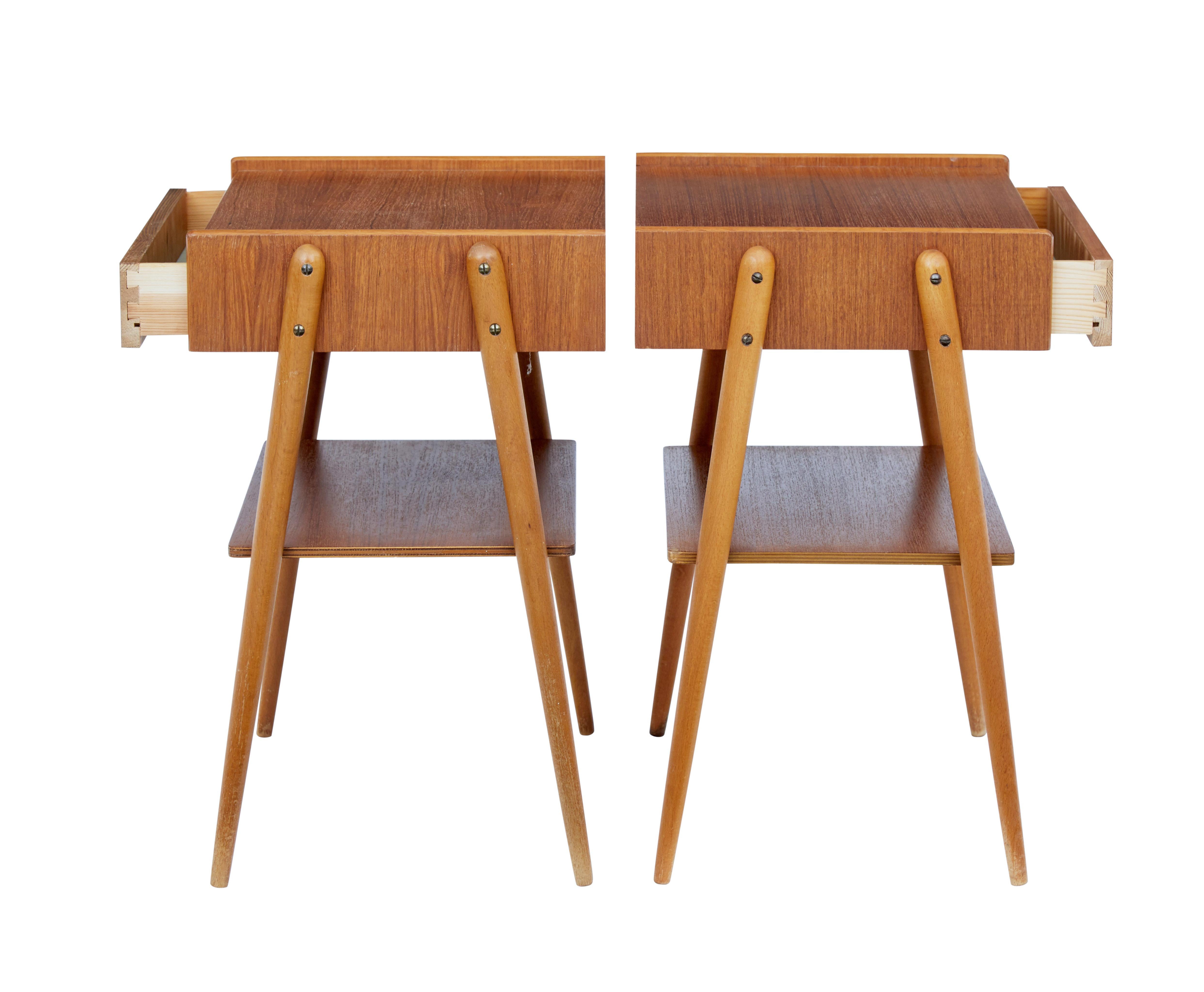 Pair of 1960s Teak Scandinavian Bedside Tables (Skandinavische Moderne)