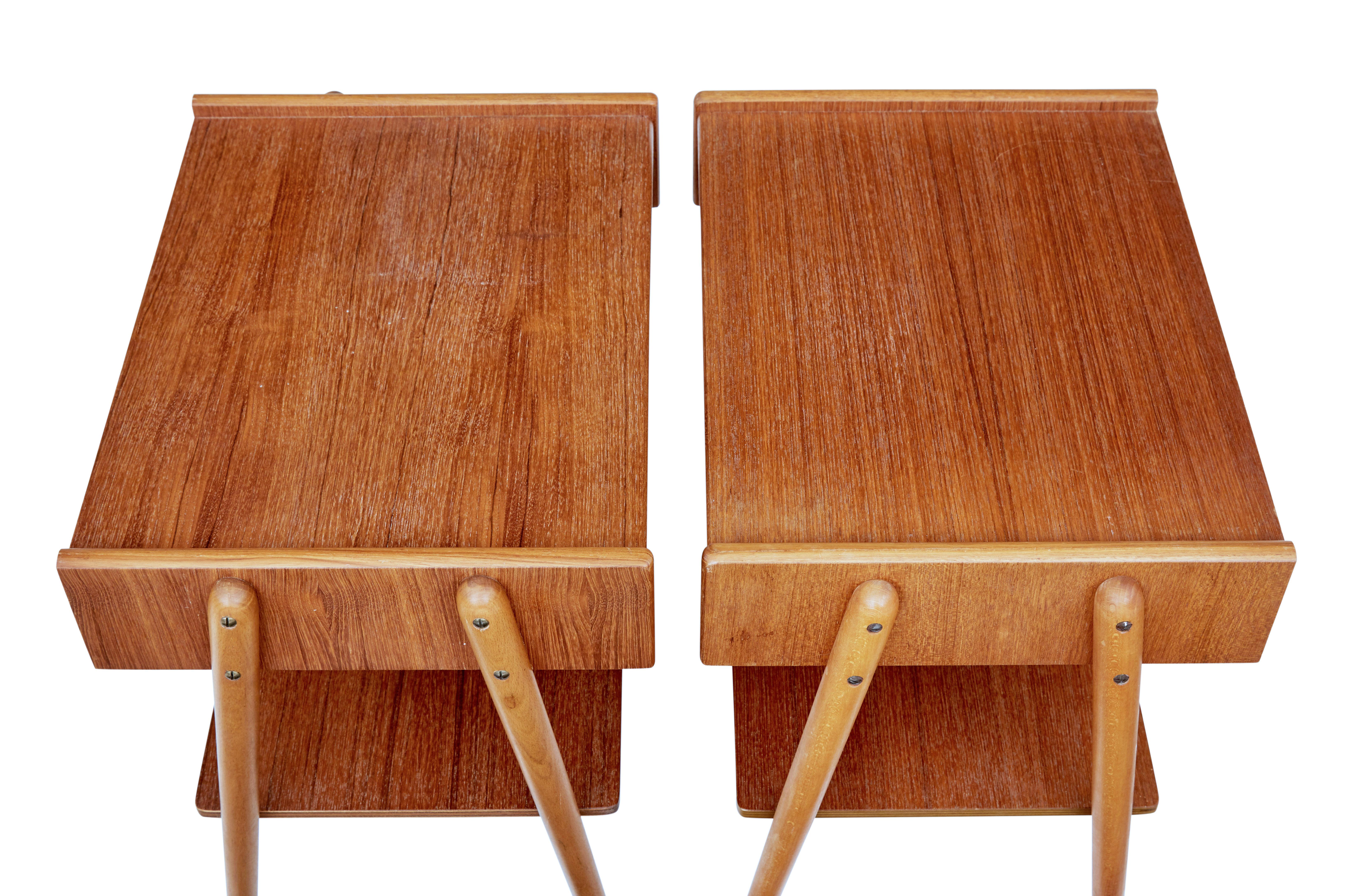 Pair of 1960s Teak Scandinavian Bedside Tables (Holzarbeit)