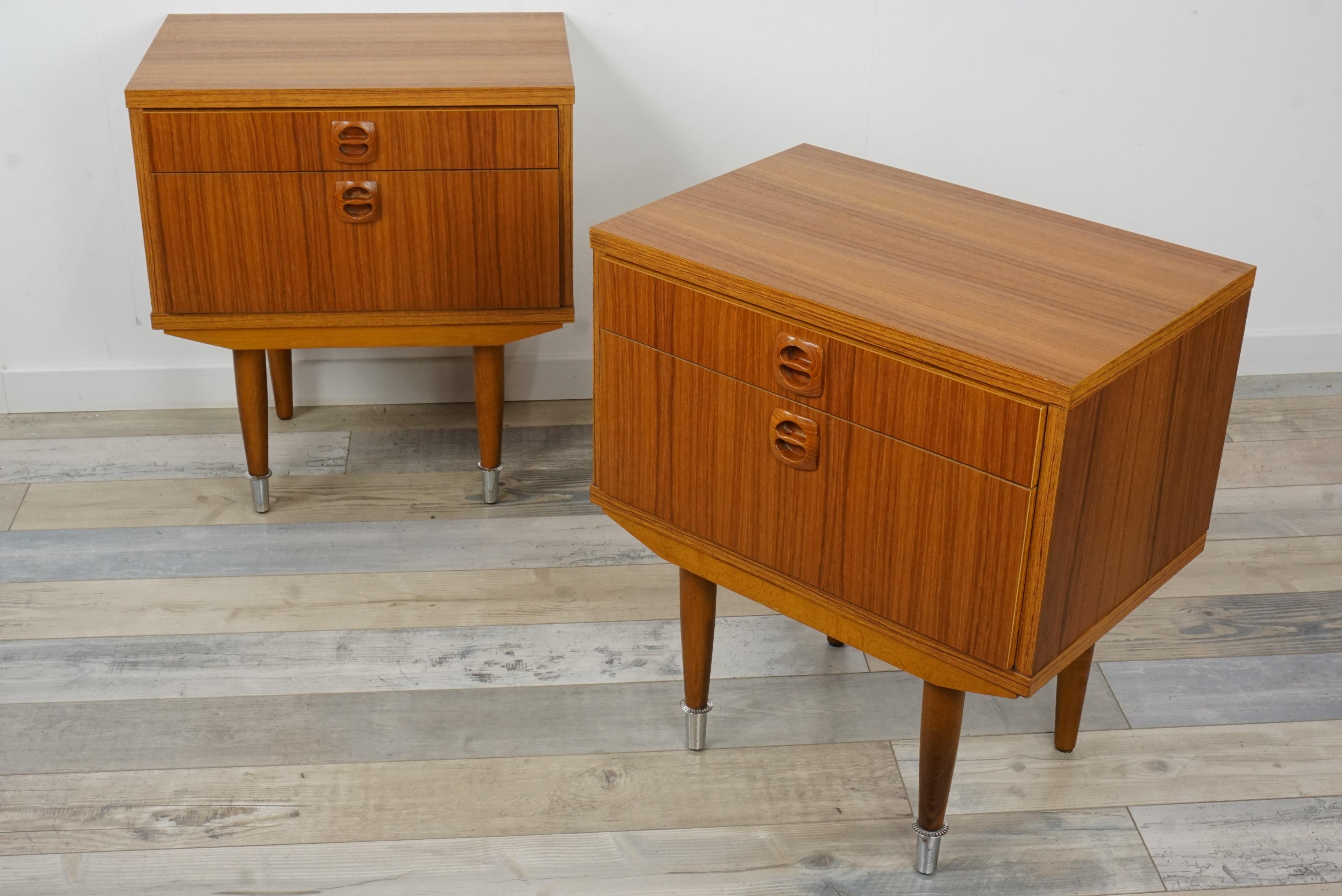Pair of 1960s Teak Wooden Bedside Tables 7