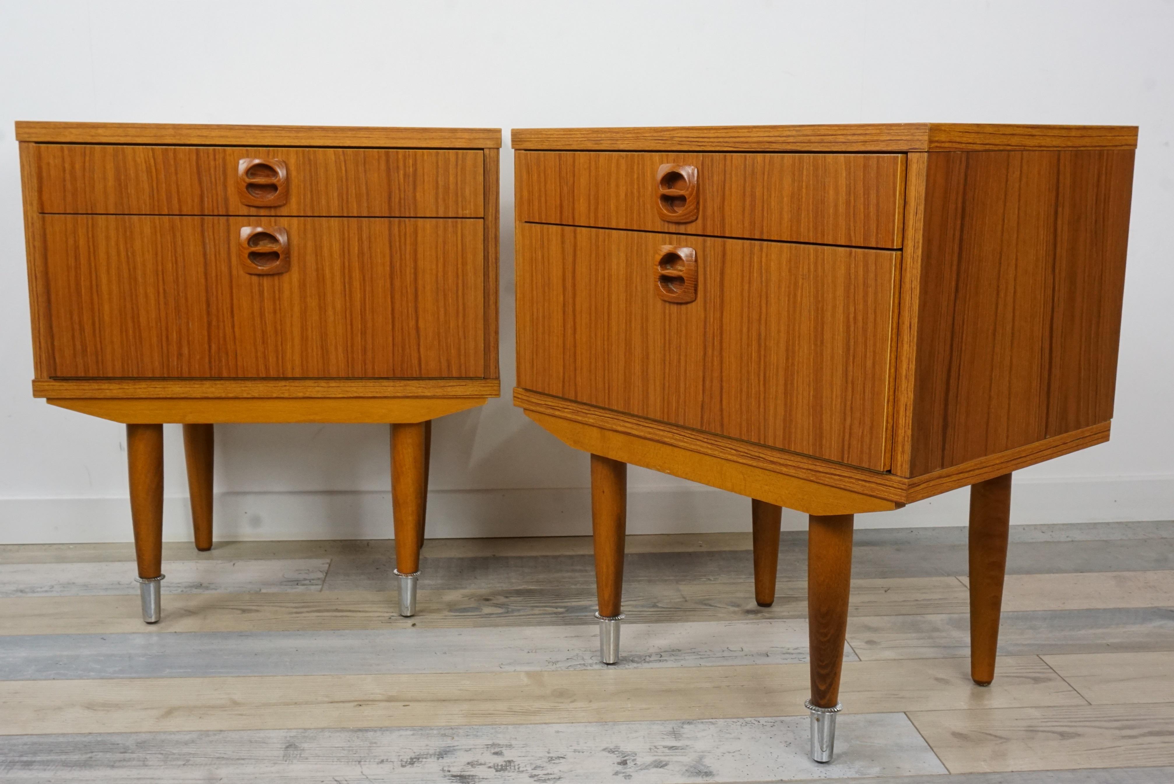Pair of 1960s Teak Wooden Bedside Tables 11