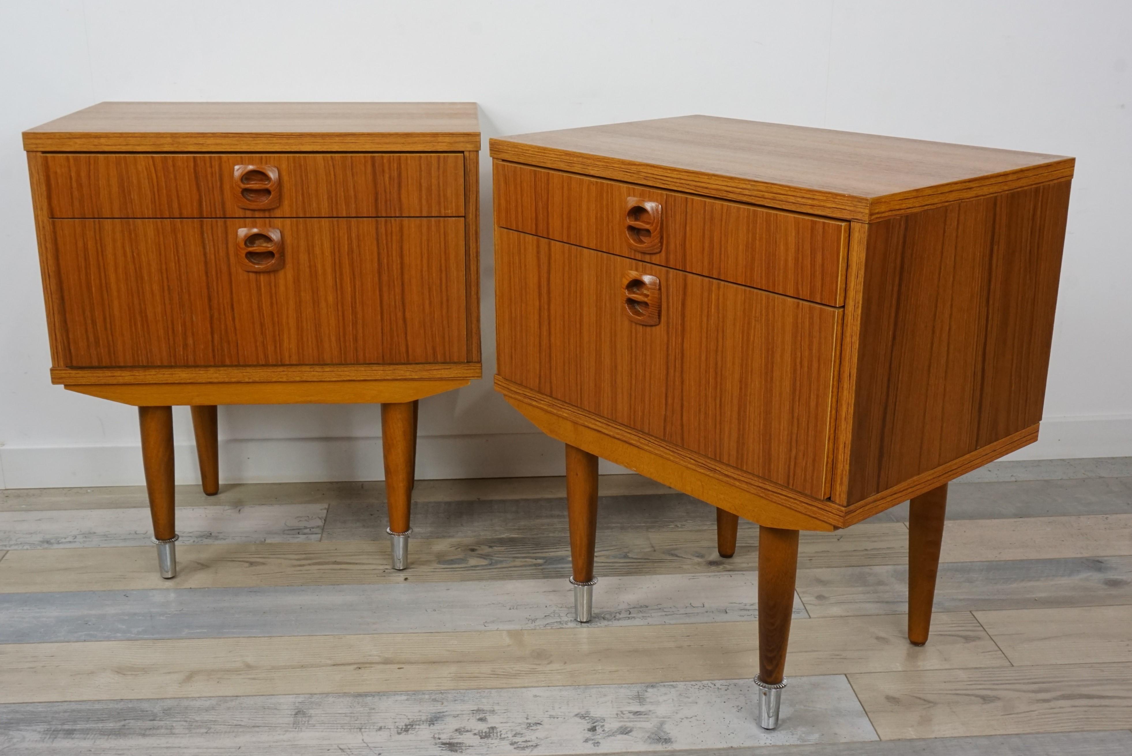 Pair of 1960s Teak Wooden Bedside Tables 12
