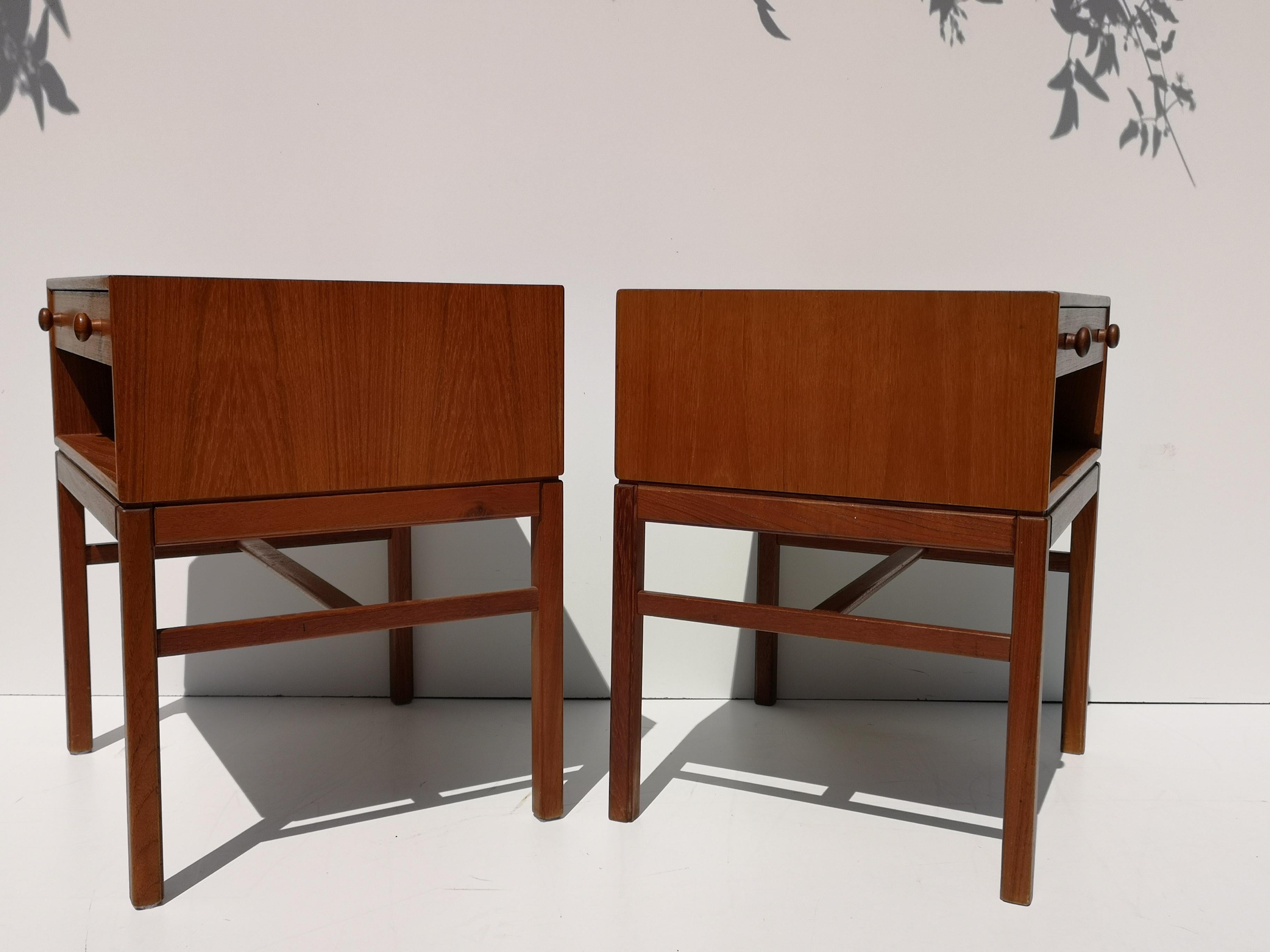Pair of 1960s Tingstroms Teak Nightstands / Bedside / Side / End Tables 1