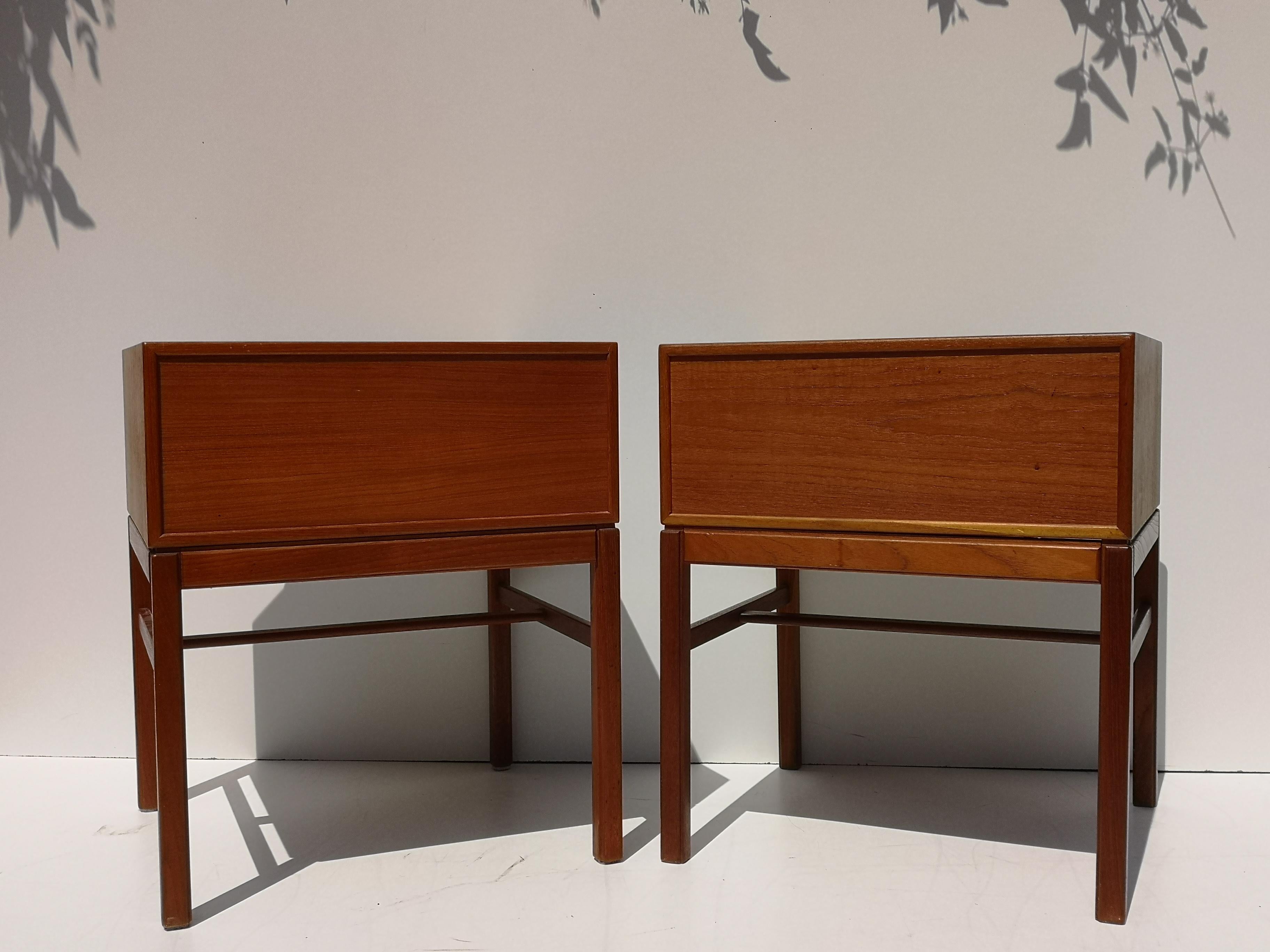 Pair of 1960s Tingstroms Teak Nightstands / Bedside / Side / End Tables 2