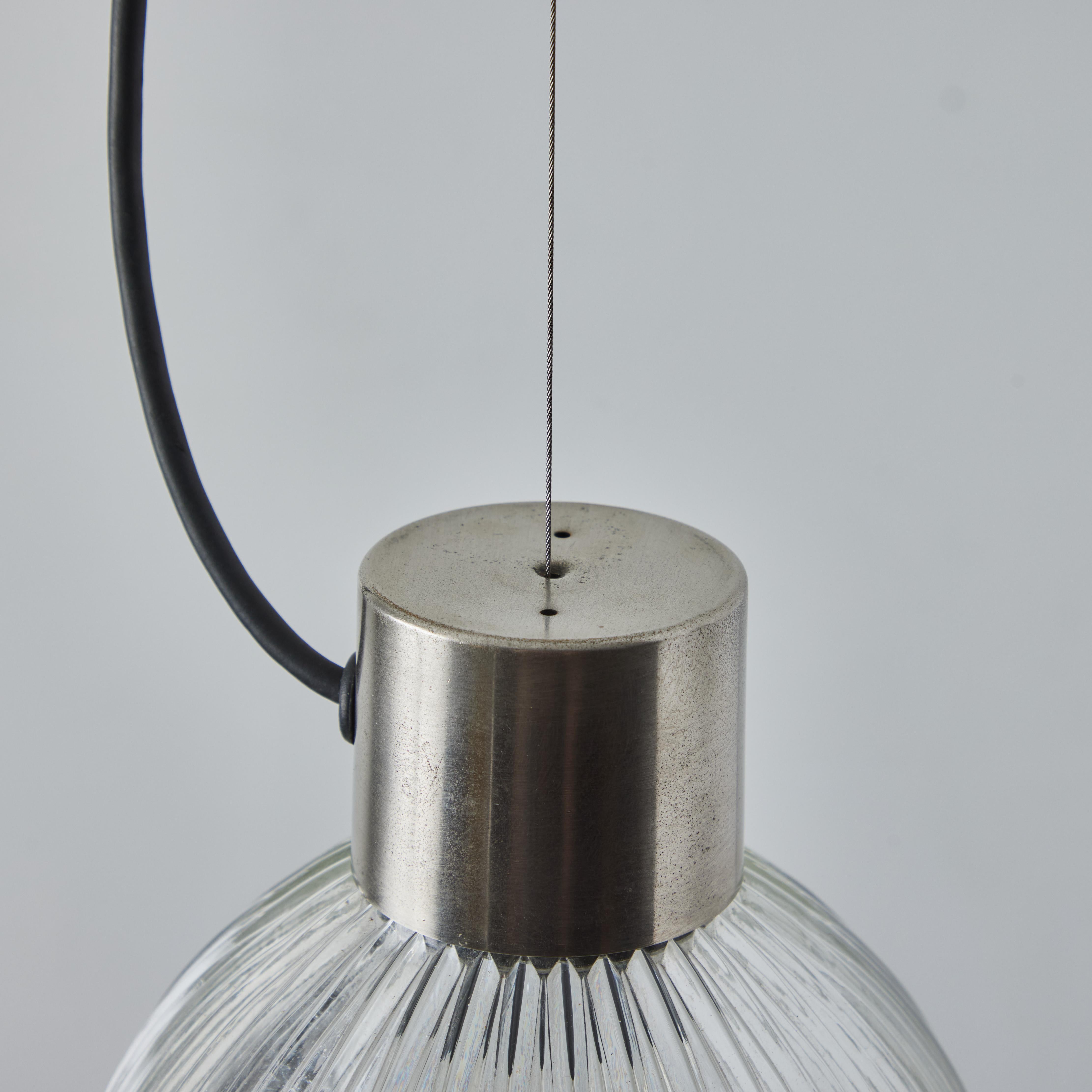 Pair of 1960s Tito Agnoli Glass & Metal Suspension Lamps for O-Luce For Sale 6