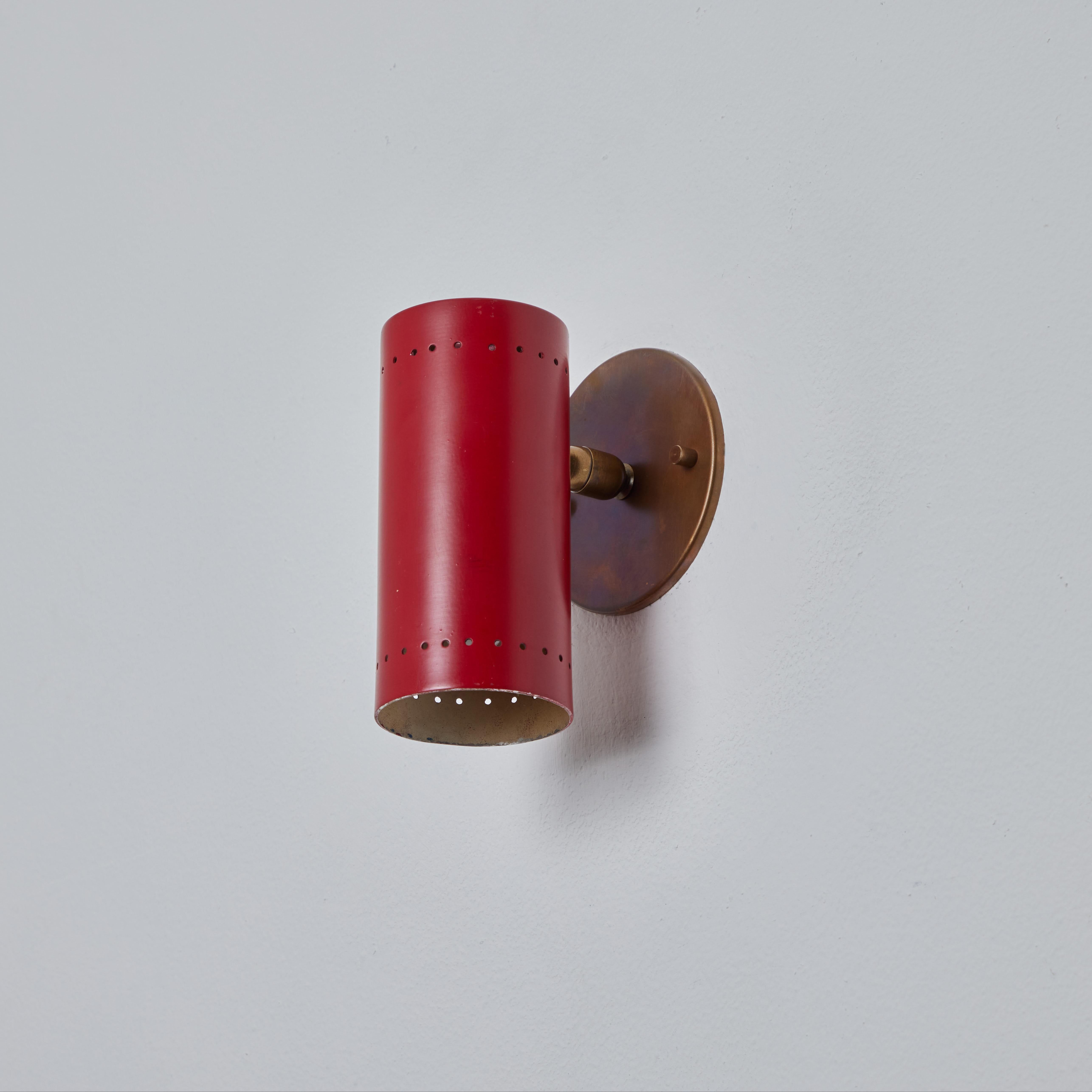 Paire d'appliques articulées rouges et en laiton Tito Agnoli des années 1960 pour O-Luce en vente 8