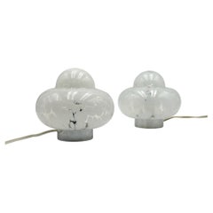 Pair of 1960s UFO Lamps with Hand-blown Glass Lampshade Made in Italy