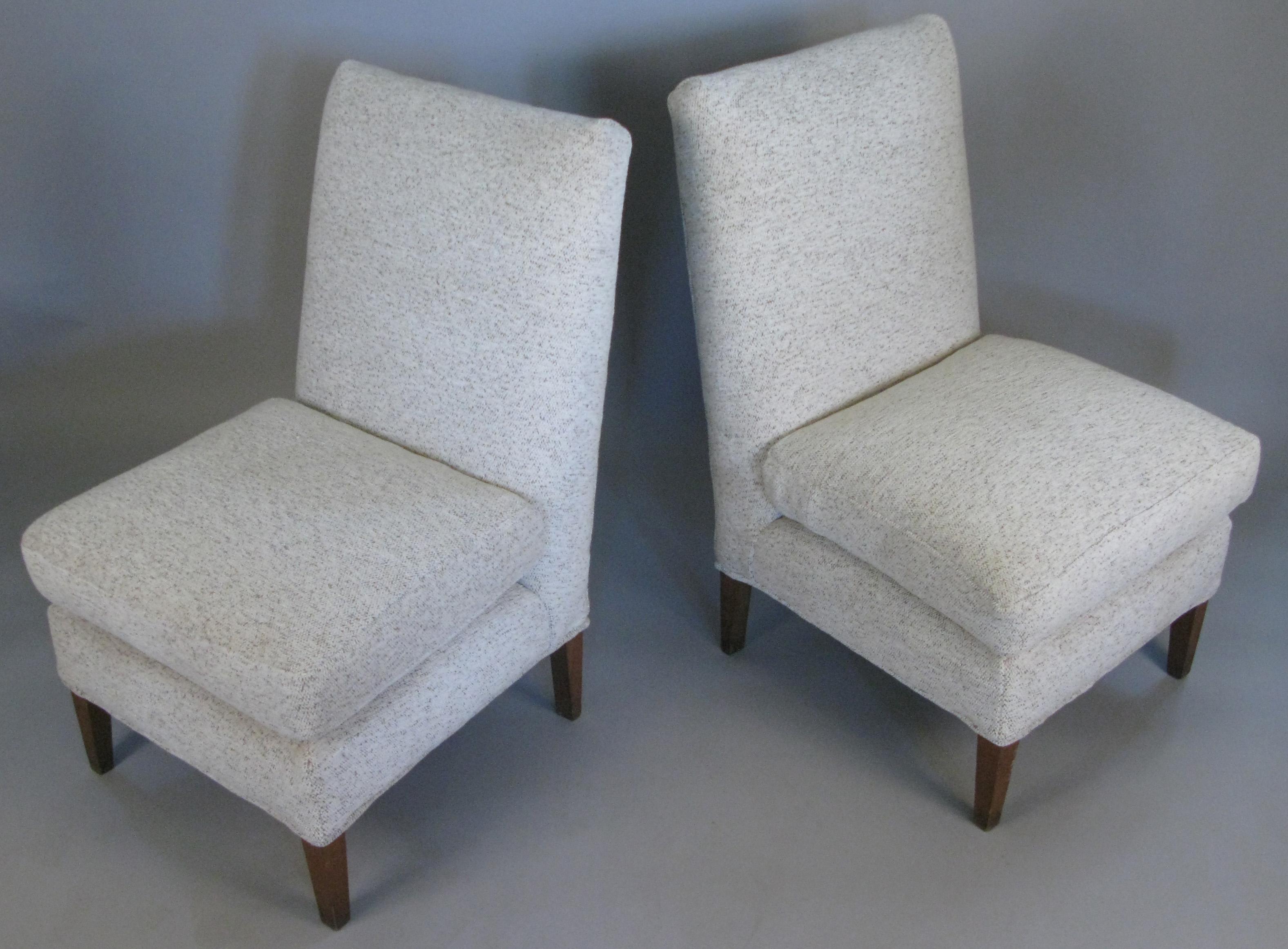 American Pair of 1960s Upholstered Slipper Lounge Chairs