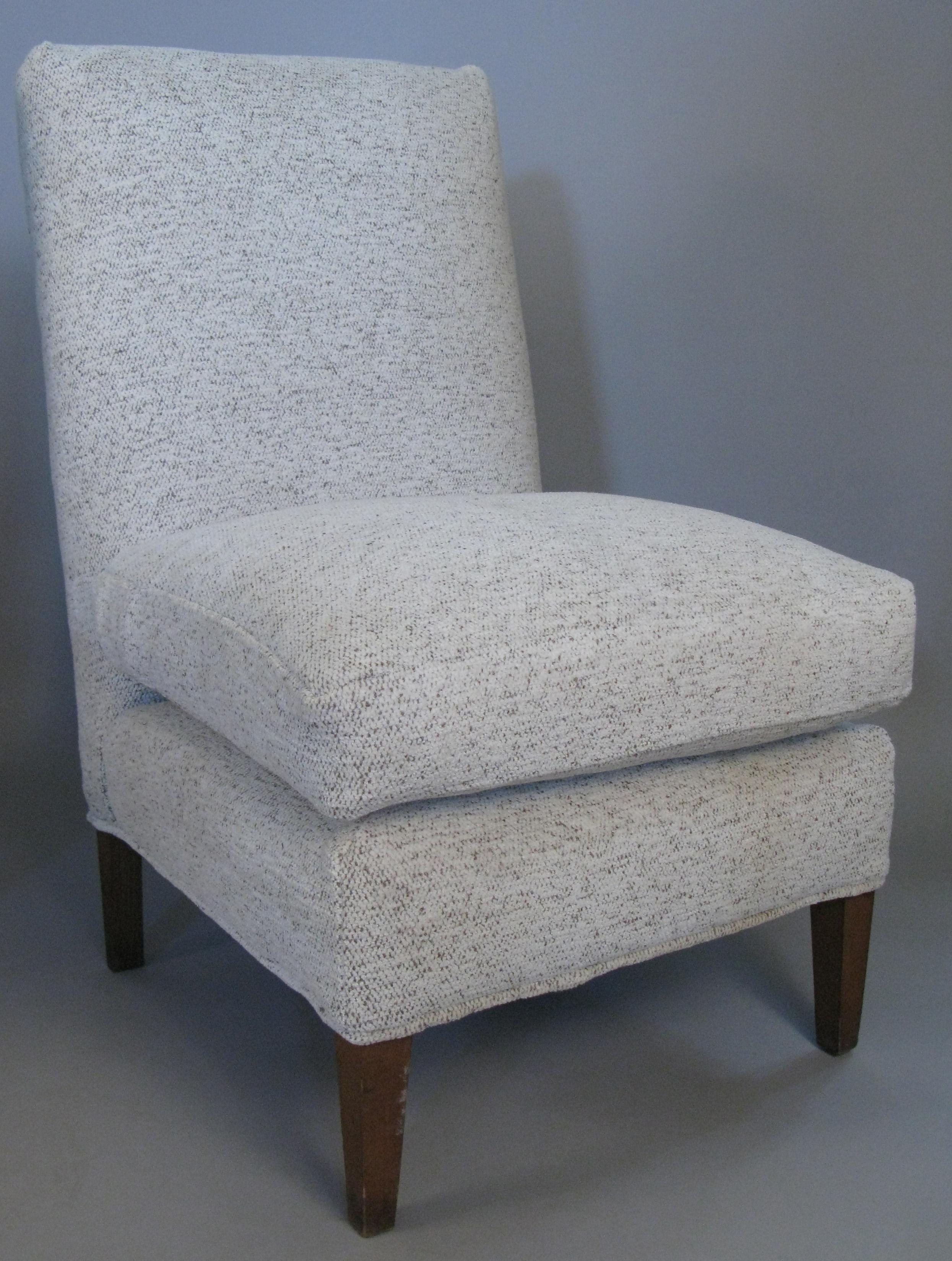 Pair of 1960s Upholstered Slipper Lounge Chairs In Good Condition In Hudson, NY
