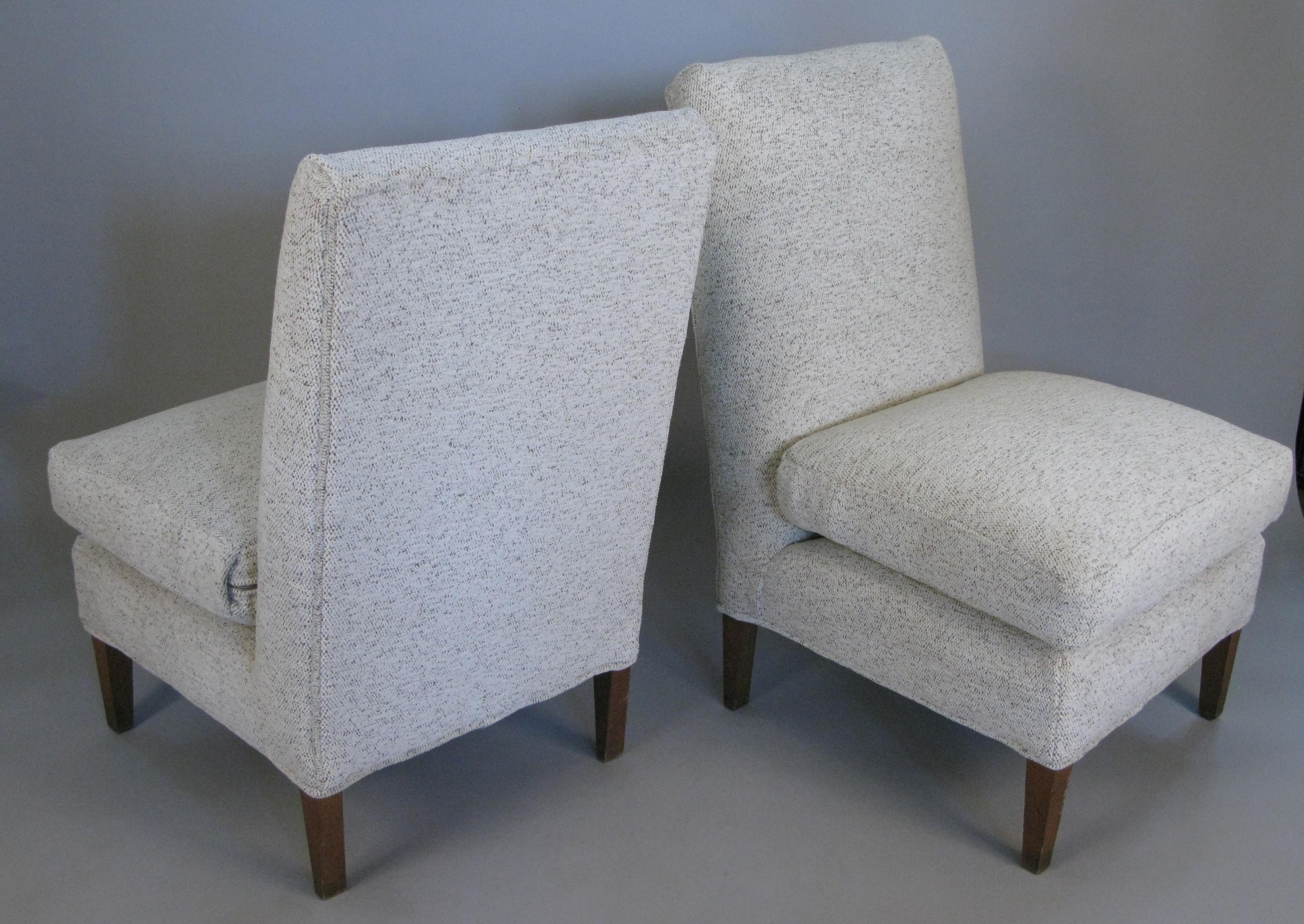 Mid-20th Century Pair of 1960s Upholstered Slipper Lounge Chairs