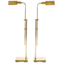 Pair of 1960s, US Brass Floor Lamps