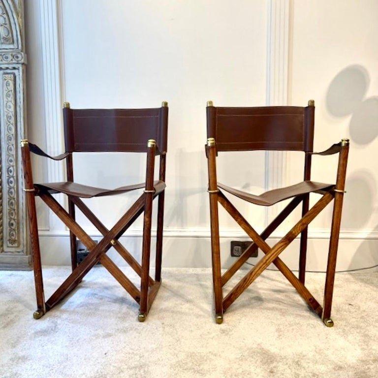 Mid-20th Century Pair of 1960s Valmazan Folding Campaign Chairs For Sale