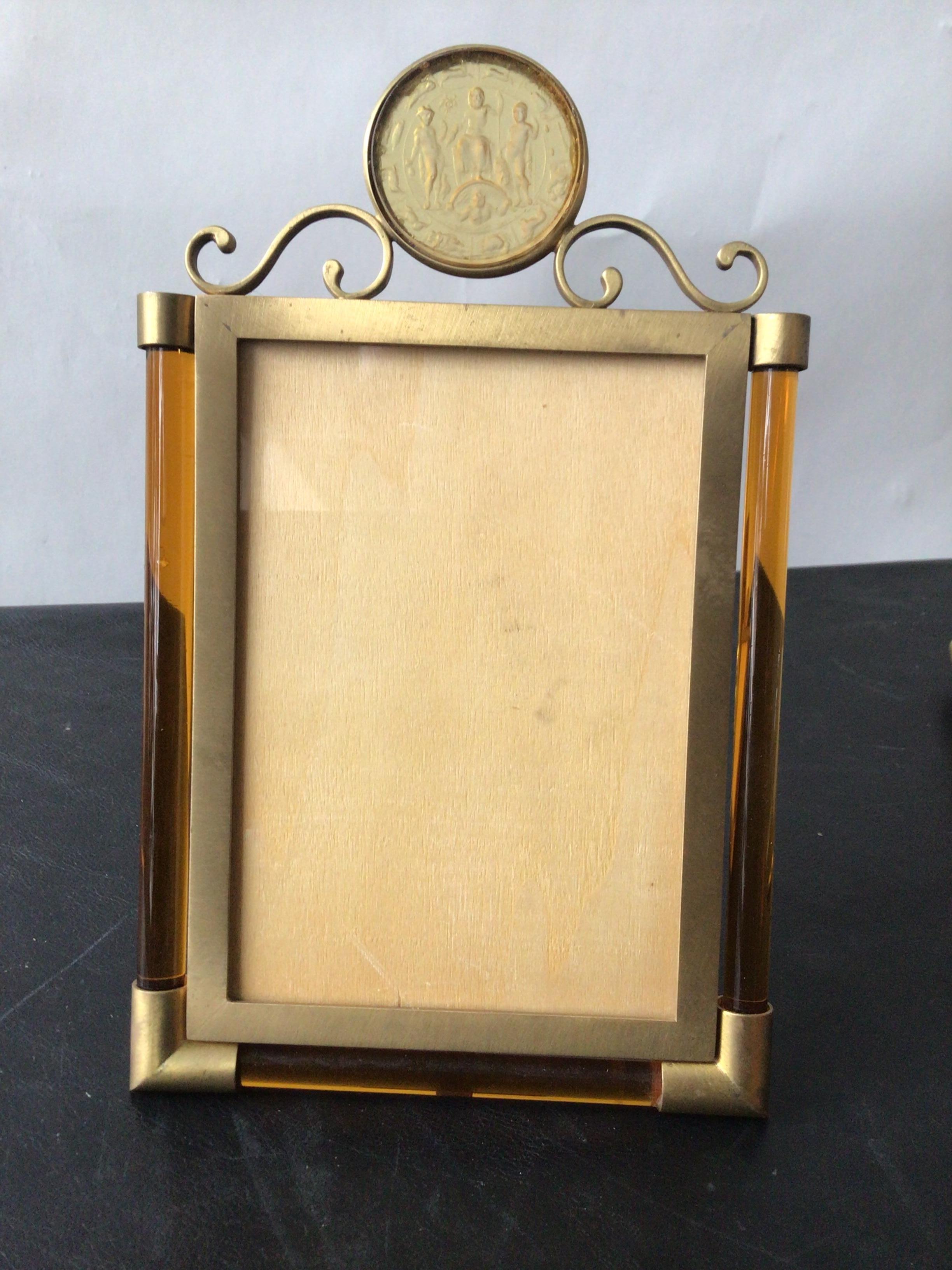 Pair of 1960s Venetian glass and bronze picture frames.