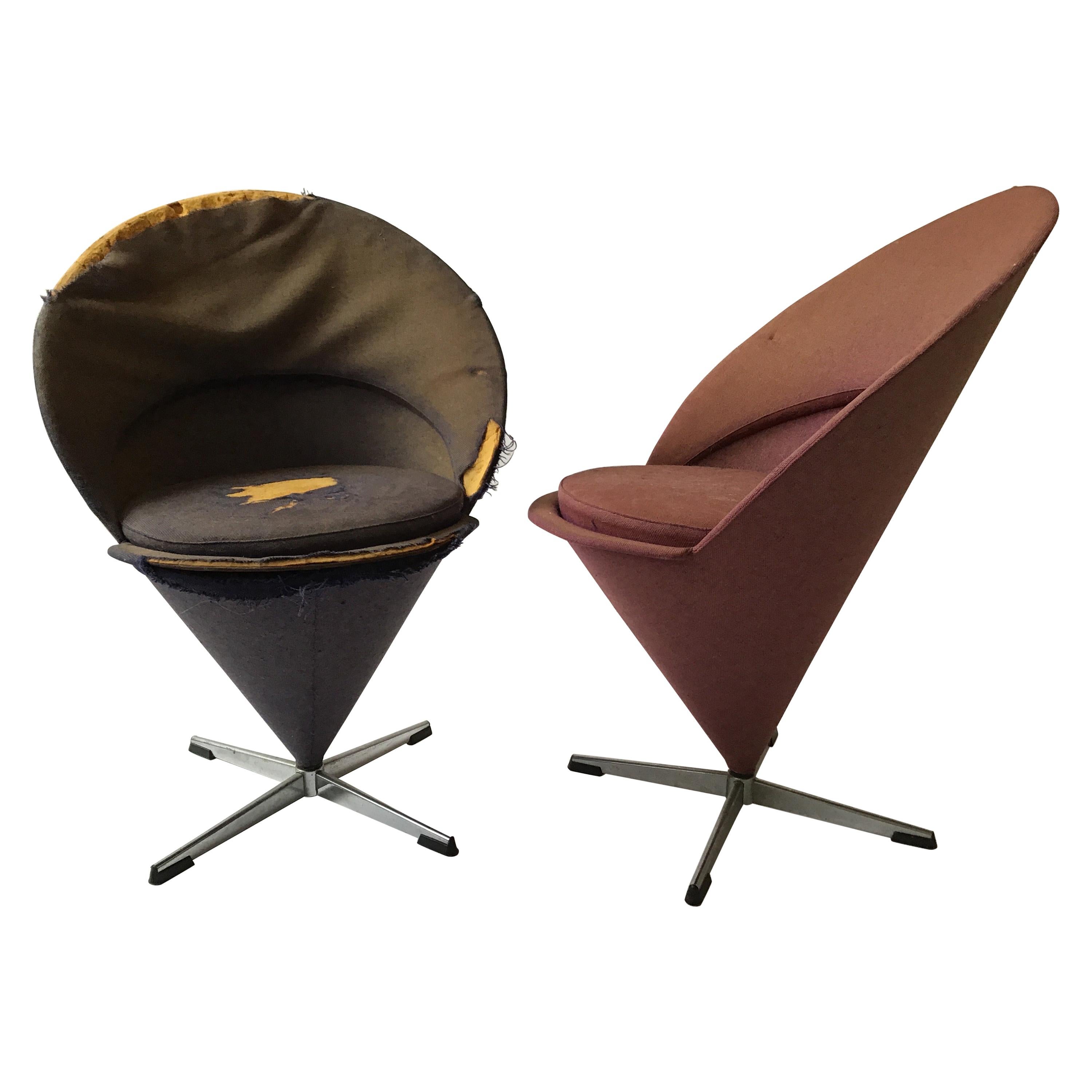 Pair of 1960s Verner Panton Cone Chairs