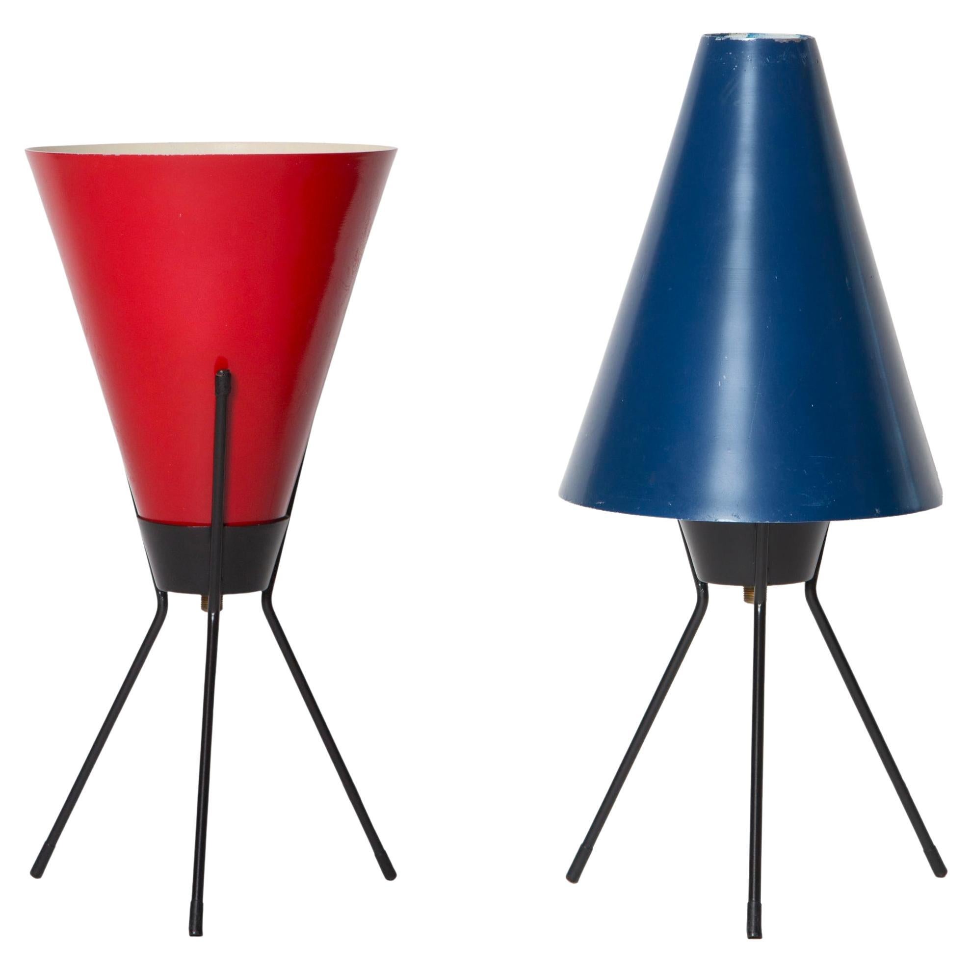 Pair of 1960s 'Vice Versa' Tripod Table Lamps Attributed to Stilux Milano For Sale