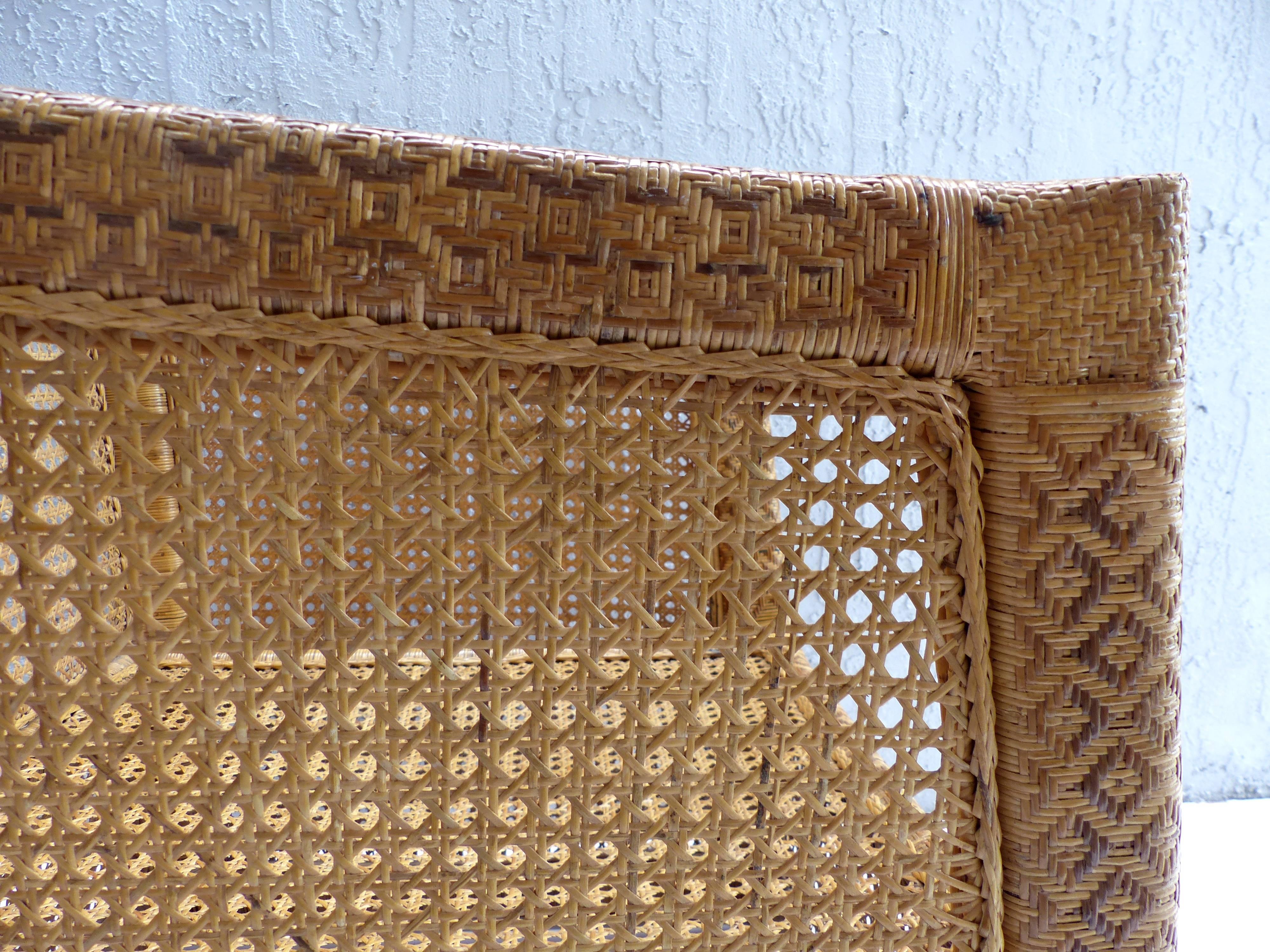 Pair of 1960s Vietnamese Woven Wicker and Rattan Club Chairs 4