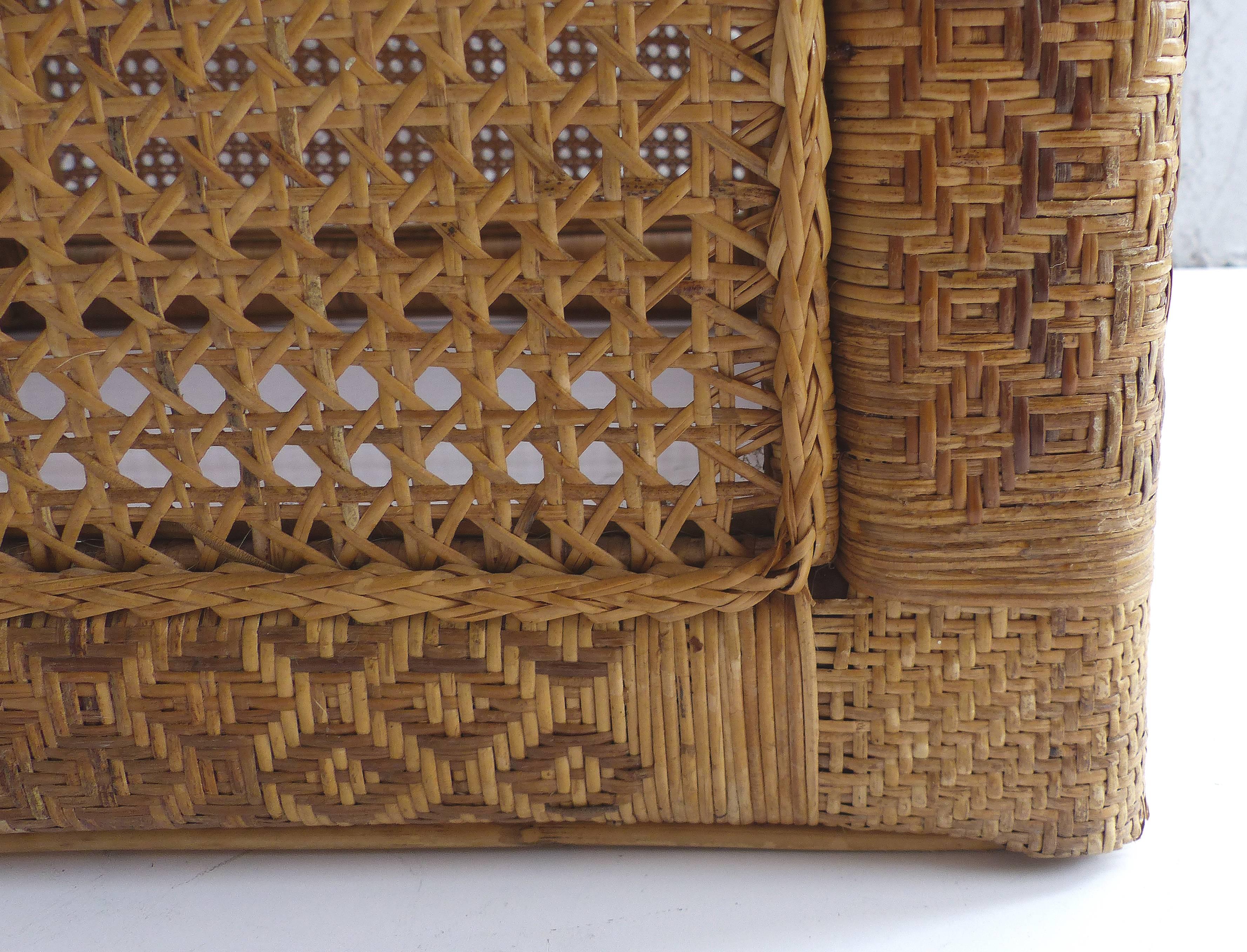 Pair of 1960s Vietnamese Woven Wicker and Rattan Club Chairs 5