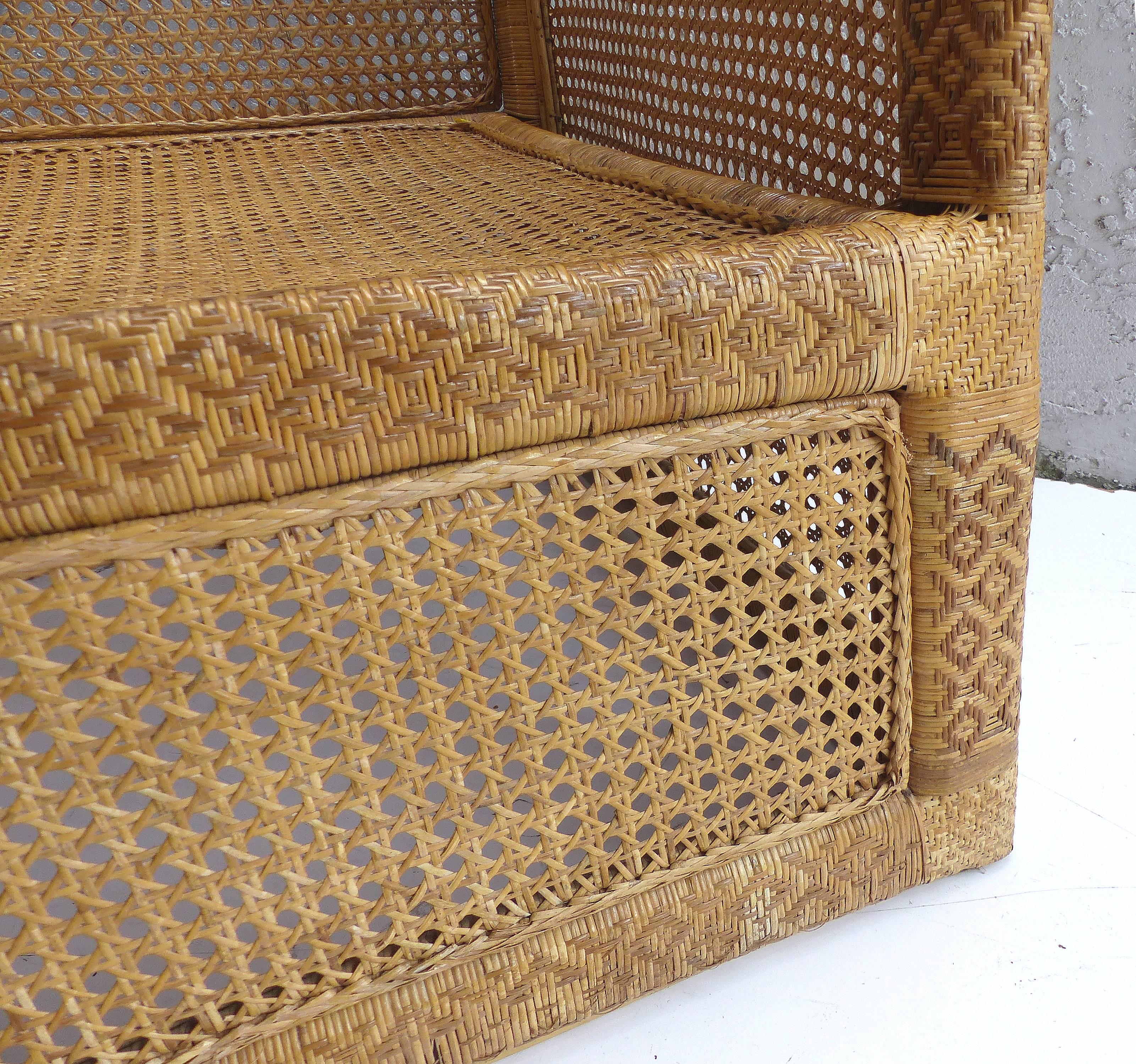 Pair of 1960s Vietnamese Woven Wicker and Rattan Club Chairs 6