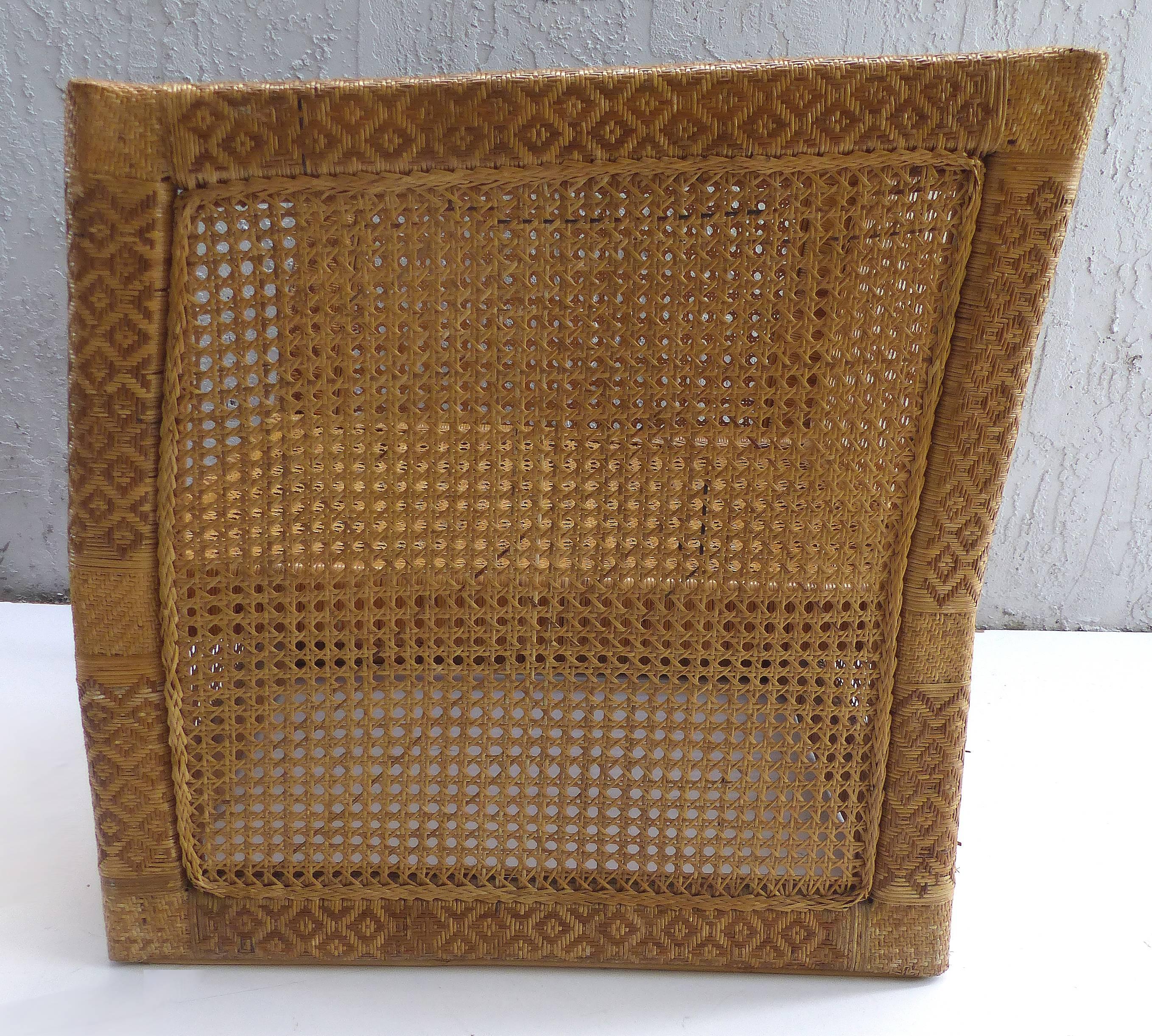 Pair of 1960s Vietnamese Woven Wicker and Rattan Club Chairs In Good Condition In North Miami, FL
