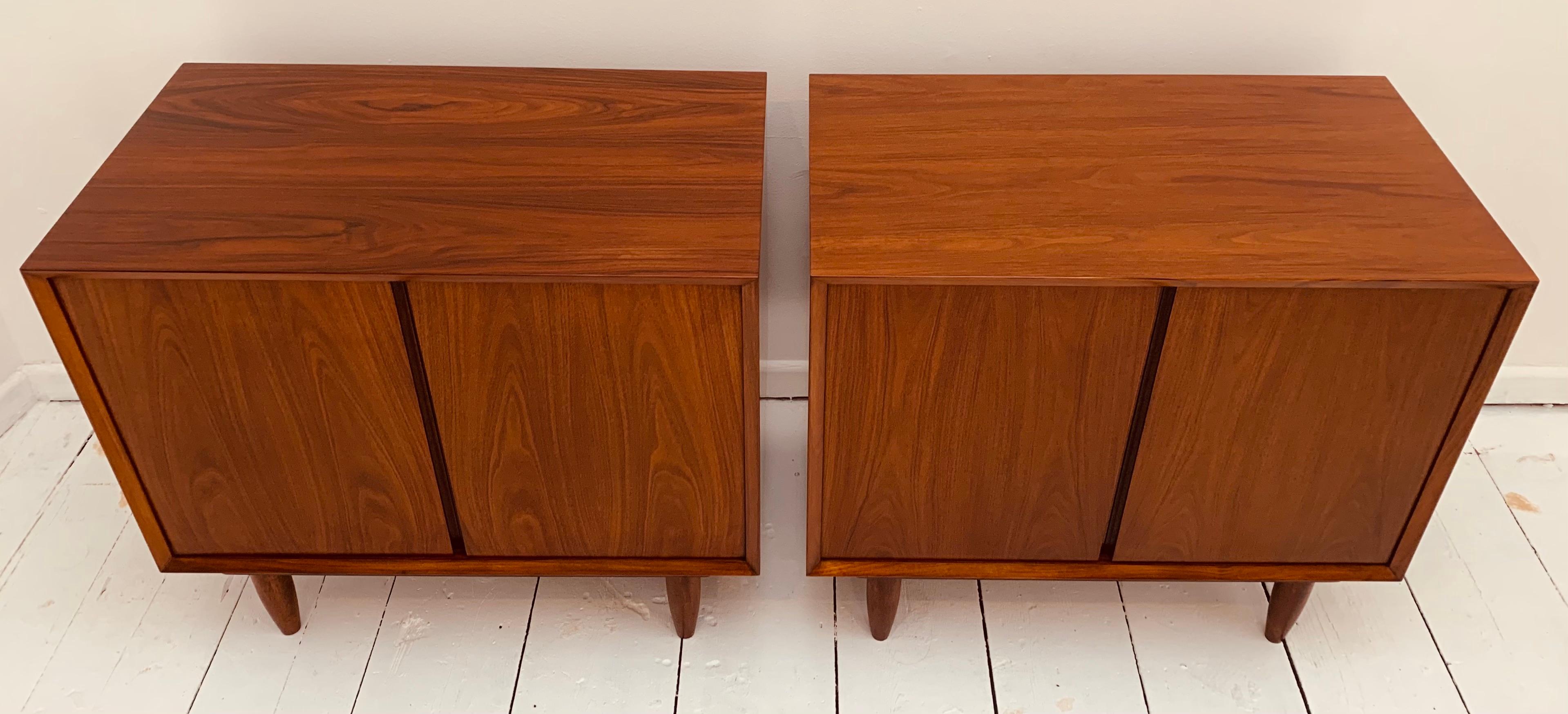 Veneer Pair of 1960s Vintage Danish Rosewood Poul Cadovius Cabinets for Cado