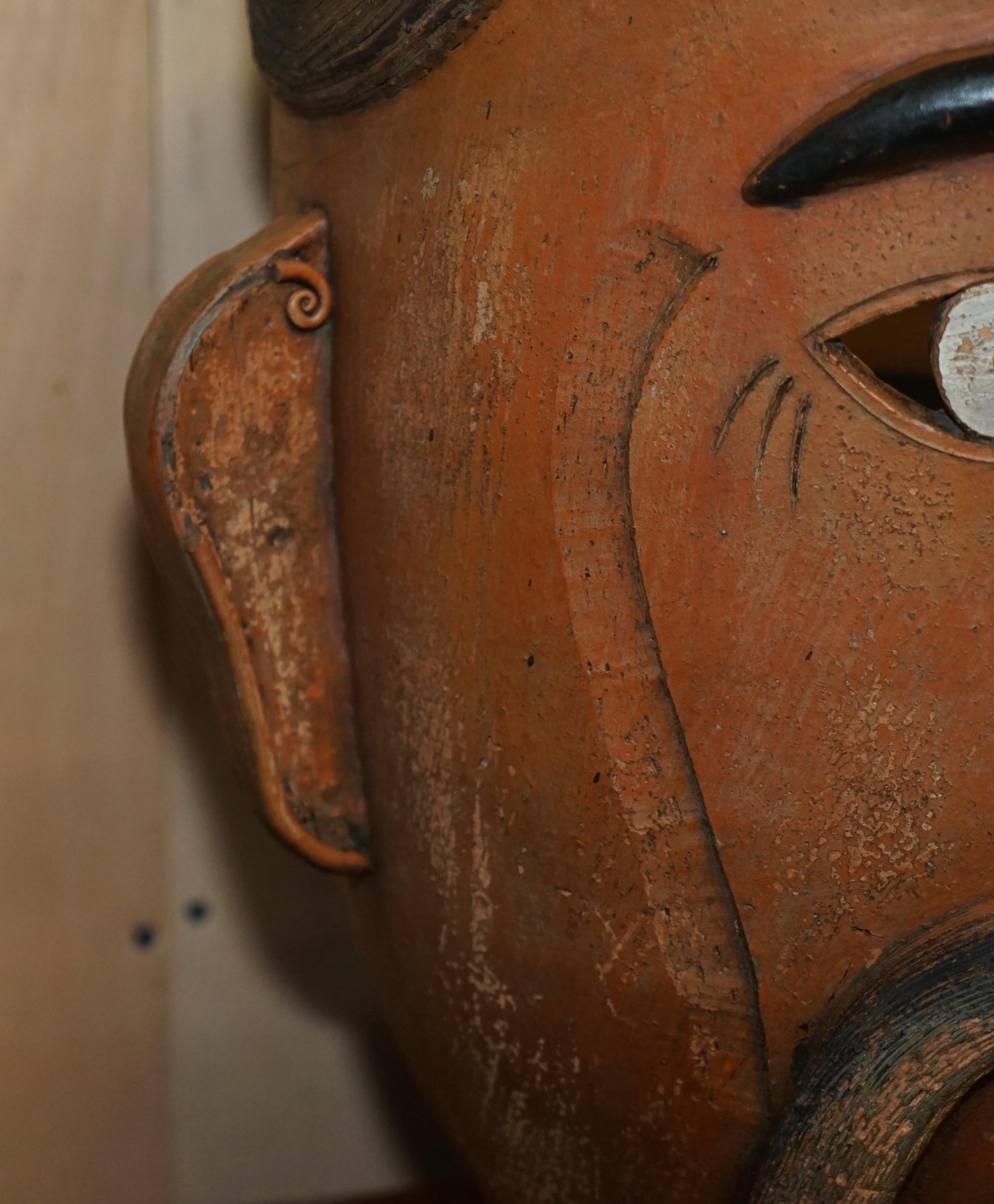 Pair of 1960's Vintage Mexican Folk Art Terracotta Head Face Planter Plant Pots For Sale 1