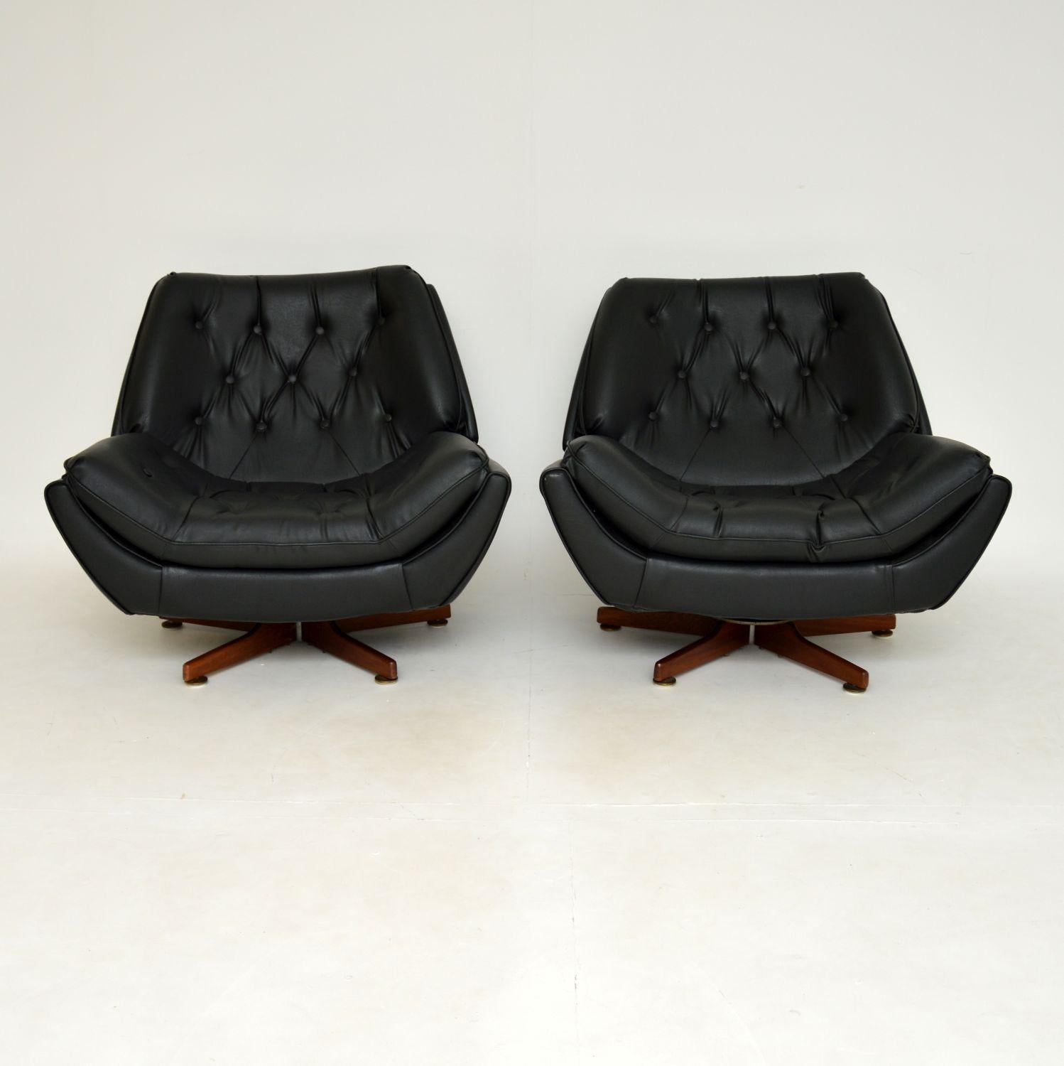 Pair of 1960's Vintage Swivel Rocking Armchairs 1