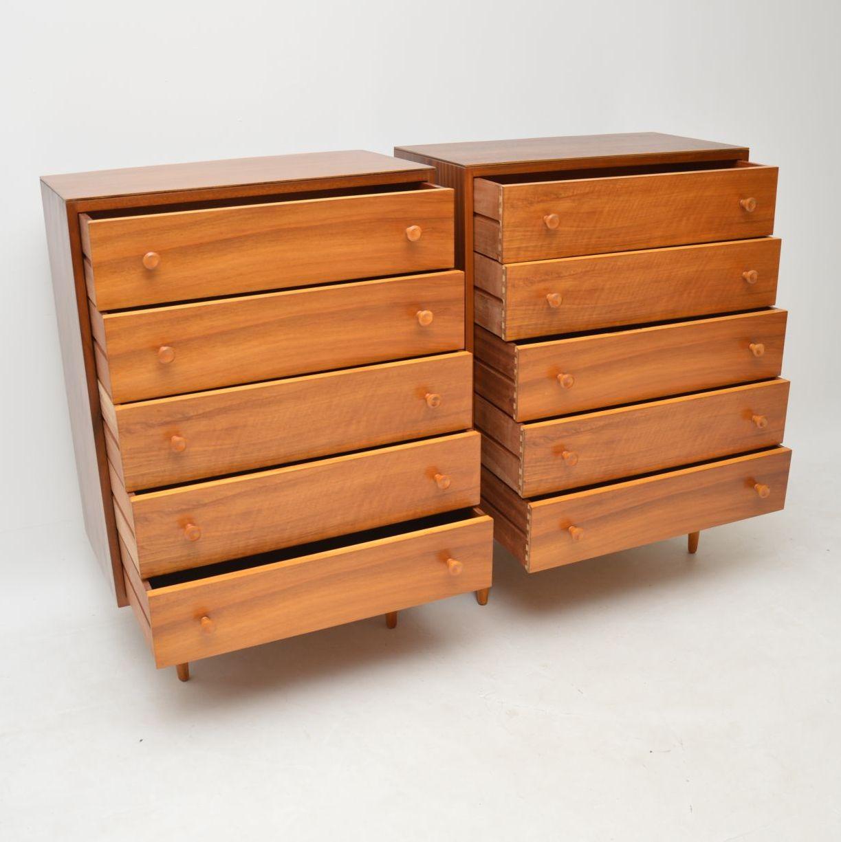 Mid-Century Modern Pair of 1960s Vintage Walnut Chest of Drawers