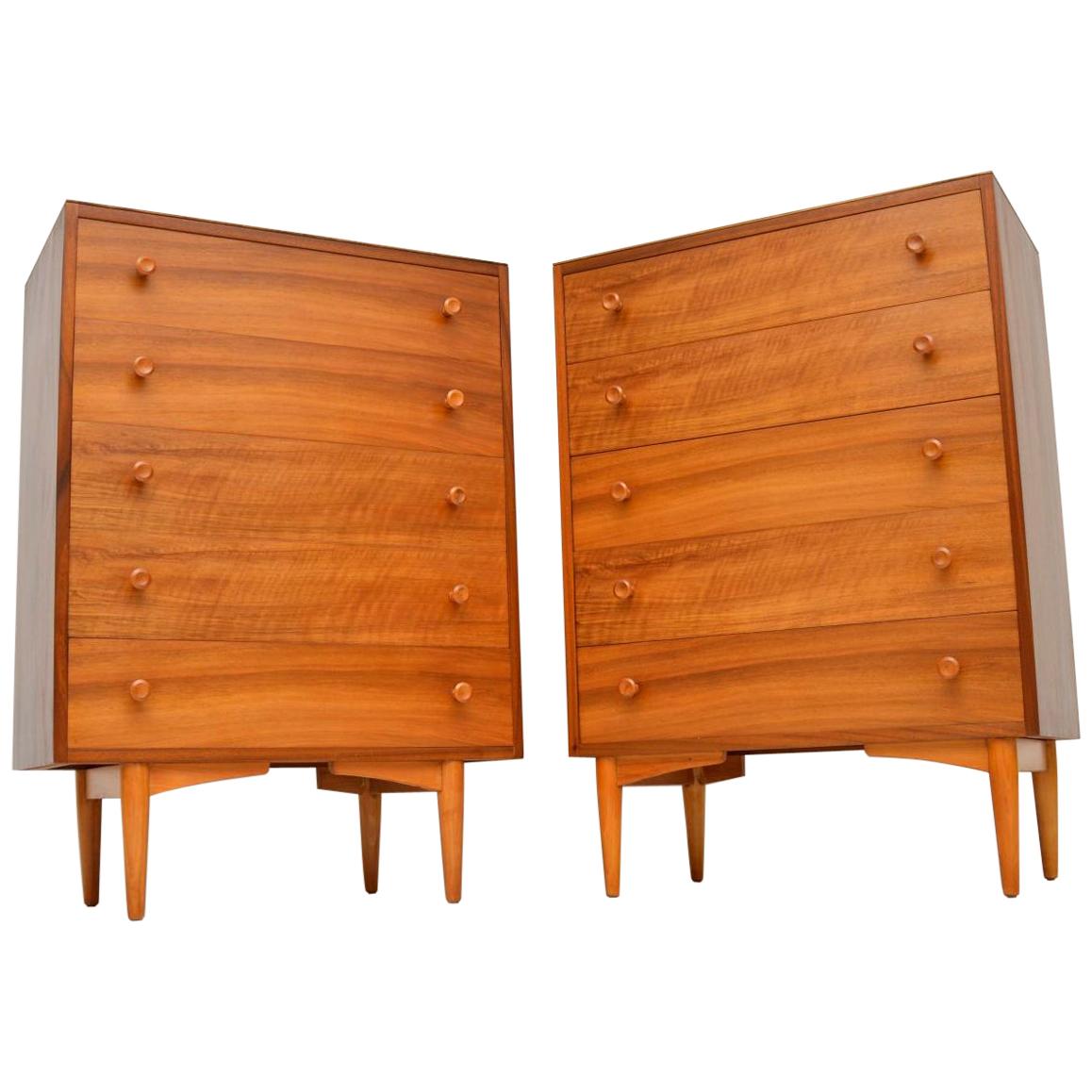 Pair of 1960s Vintage Walnut Chest of Drawers