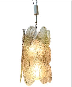 Pair of 1960s Vistosi Torcello Glass Disk Chandeliers by Gino Vistosi