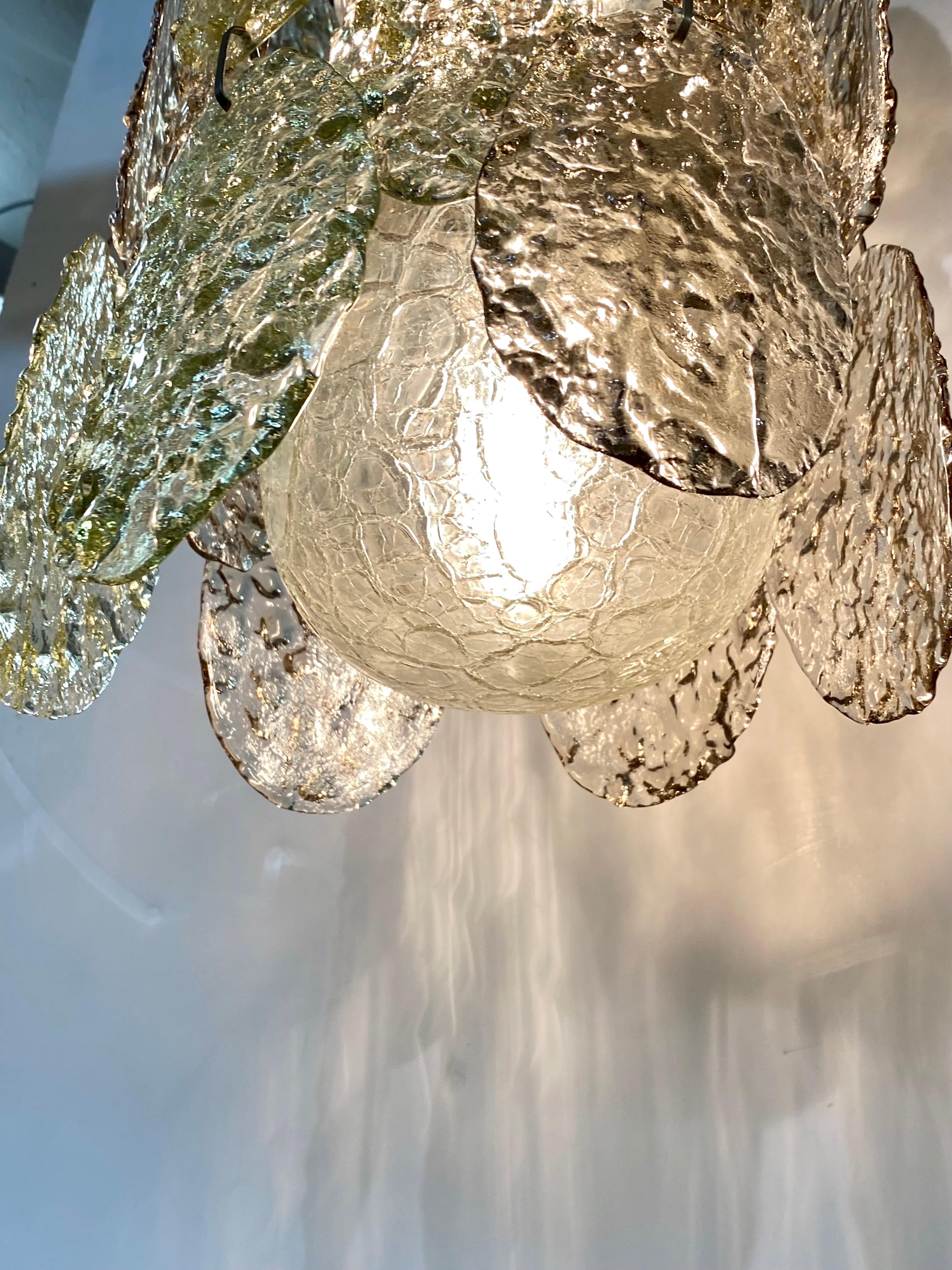 Pair of 1960s Vistosi Torcello Glass Disk Chandeliers by Gino Vistosi In Good Condition For Sale In New York, NY