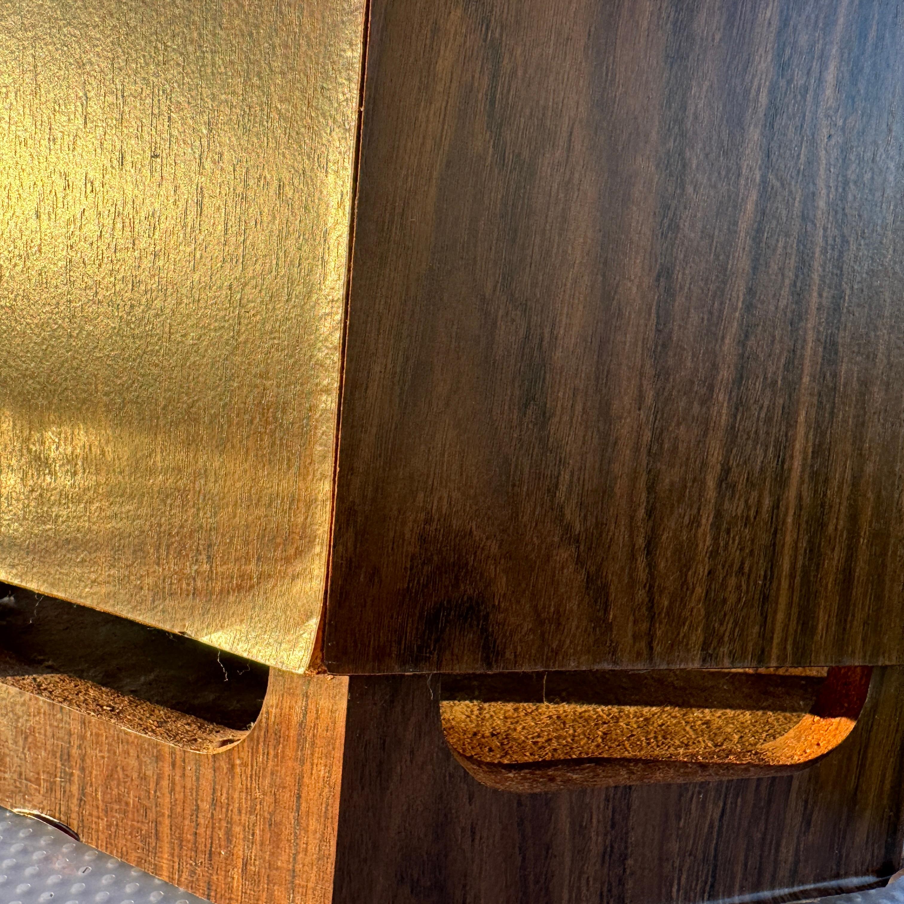 Pair of 1960s Walnut Laminate and Marble Columnar End Table Speakers For Sale 5