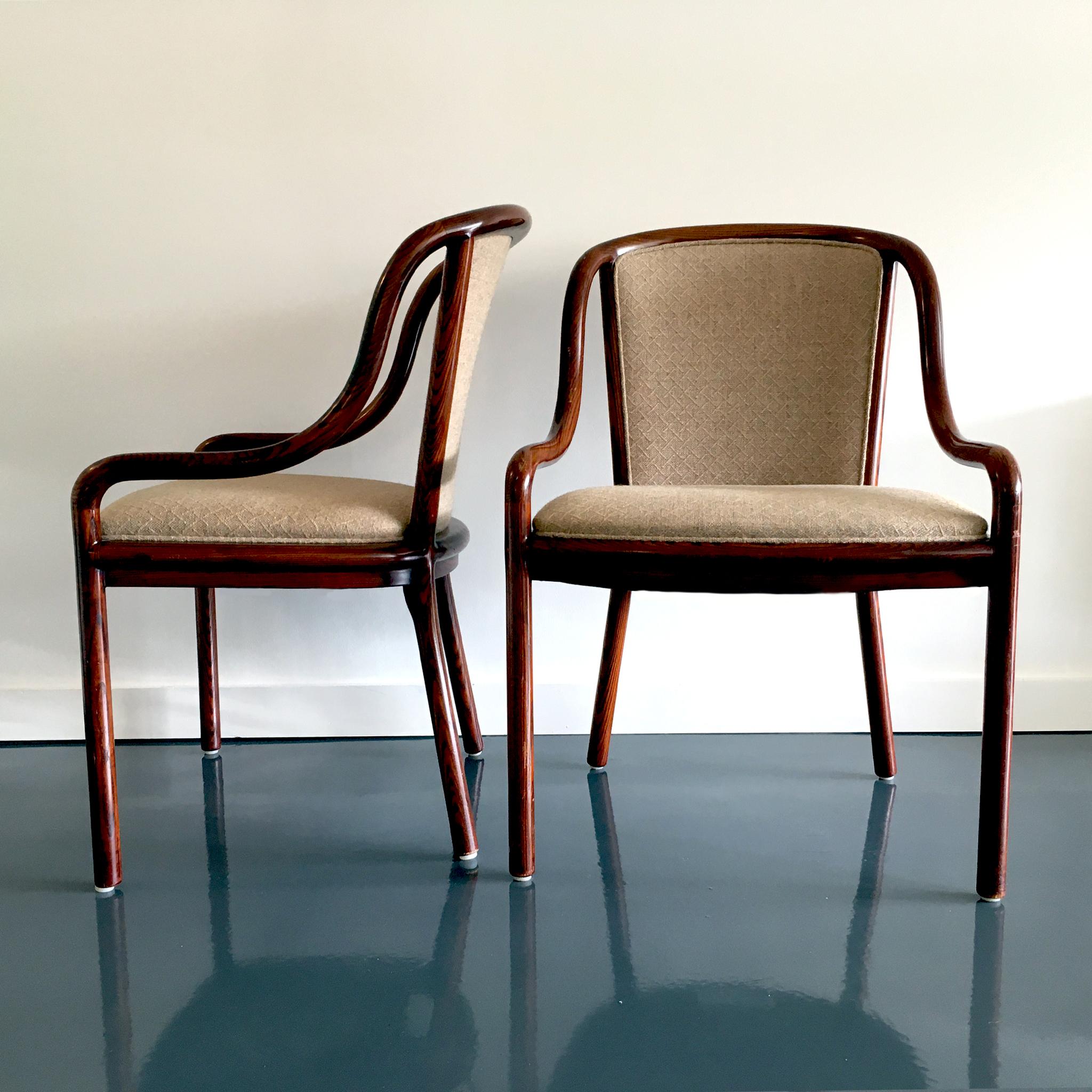 Mid-Century Modern Pair of 1960's Ward Bennett for Brickel Associates Midcentury Ash & Tan Chairs