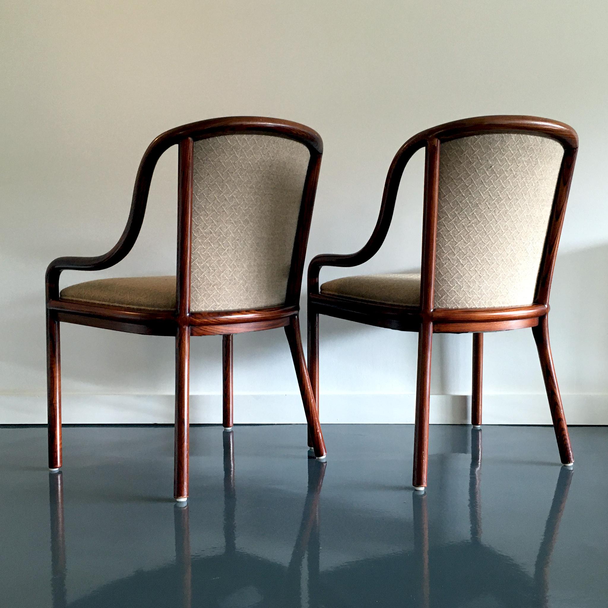 American Pair of 1960's Ward Bennett for Brickel Associates Midcentury Ash & Tan Chairs