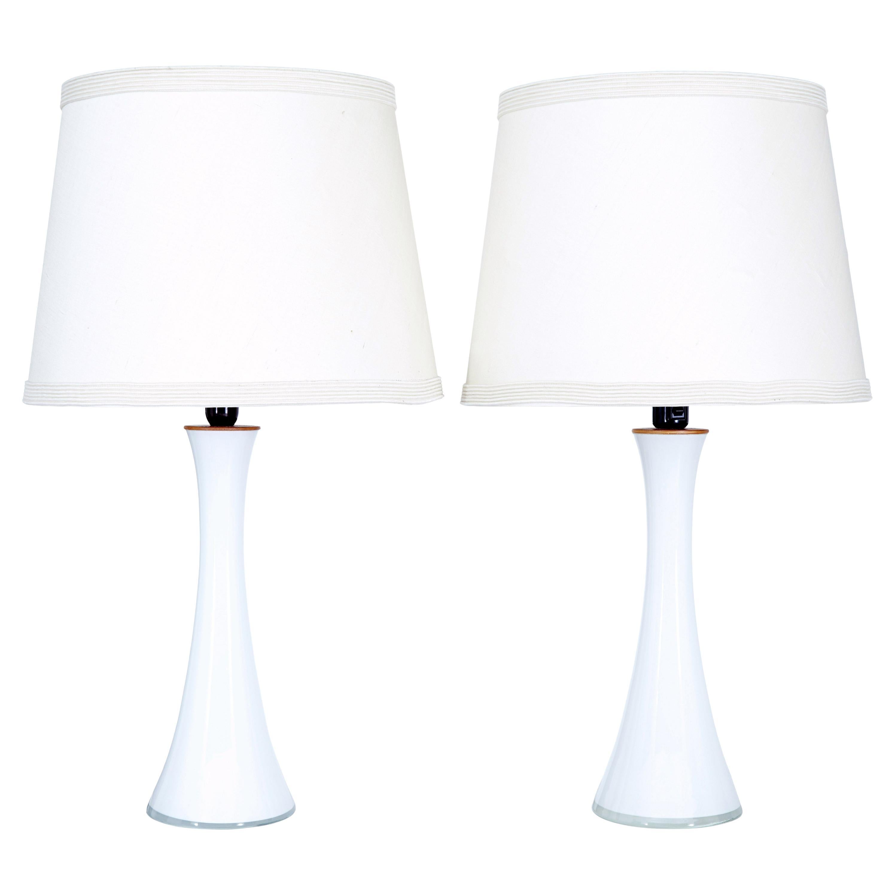 Pair of Dark Blue Glass Table Lamps by Bergboms at 1stDibs