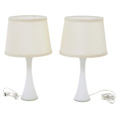 Pair of 1960’s white glass table lamps by Bergboms