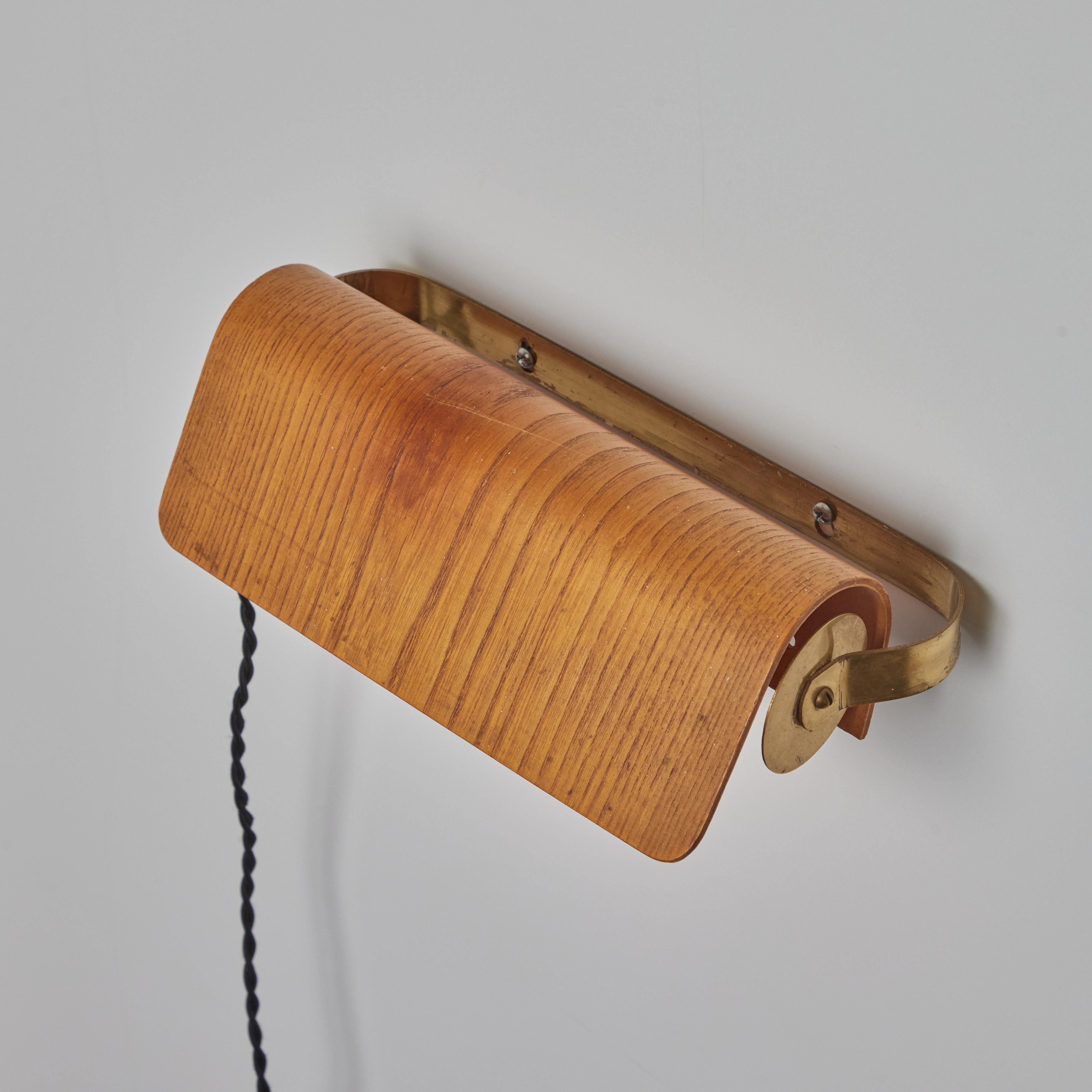 Pair of 1960s Wood & Brass Wall Lamps Attributed to Hans-Agne Jakobsson For Sale 6