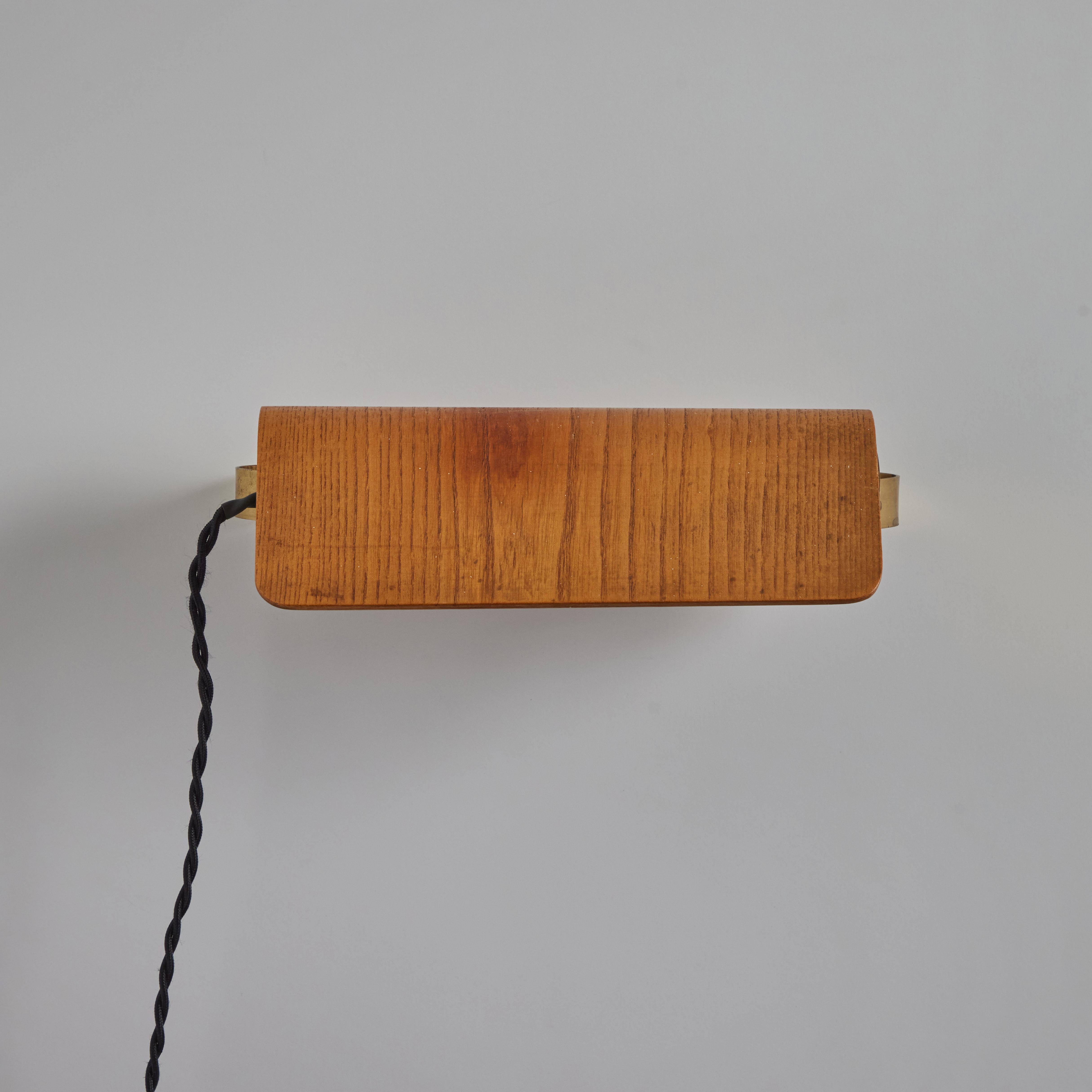 Pair of 1960s Wood & Brass Wall Lamps Attributed to Hans-Agne Jakobsson For Sale 8