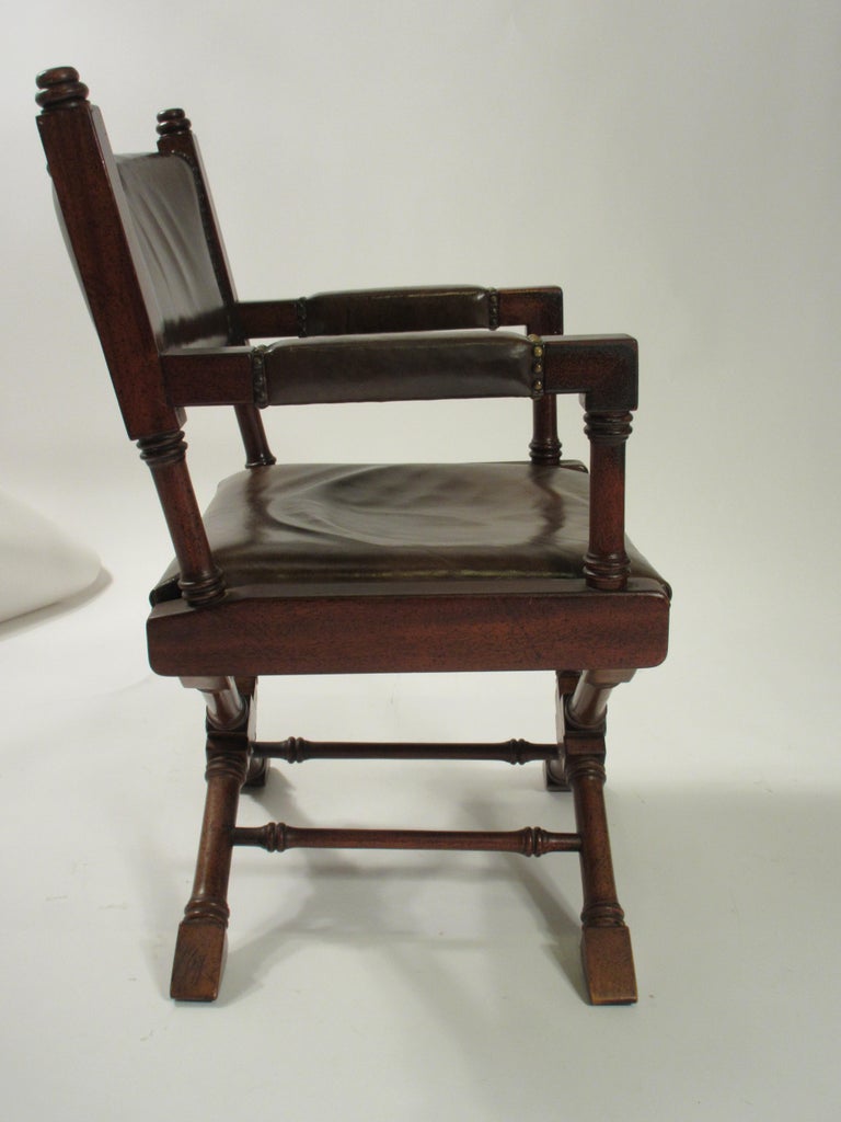 Pair of 1960s Wood Campaign Chairs For Sale at 1stdibs