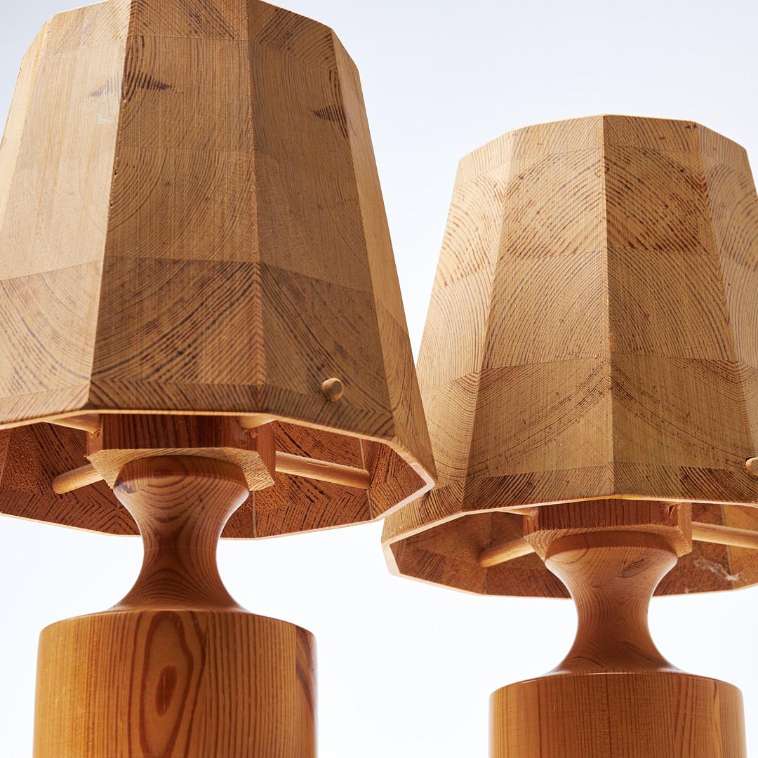 Paar Tischlampen aus Holz aus den 1960er Jahren, Hans-Agne Jakobsson für AB Ellysett zugeschrieben 12