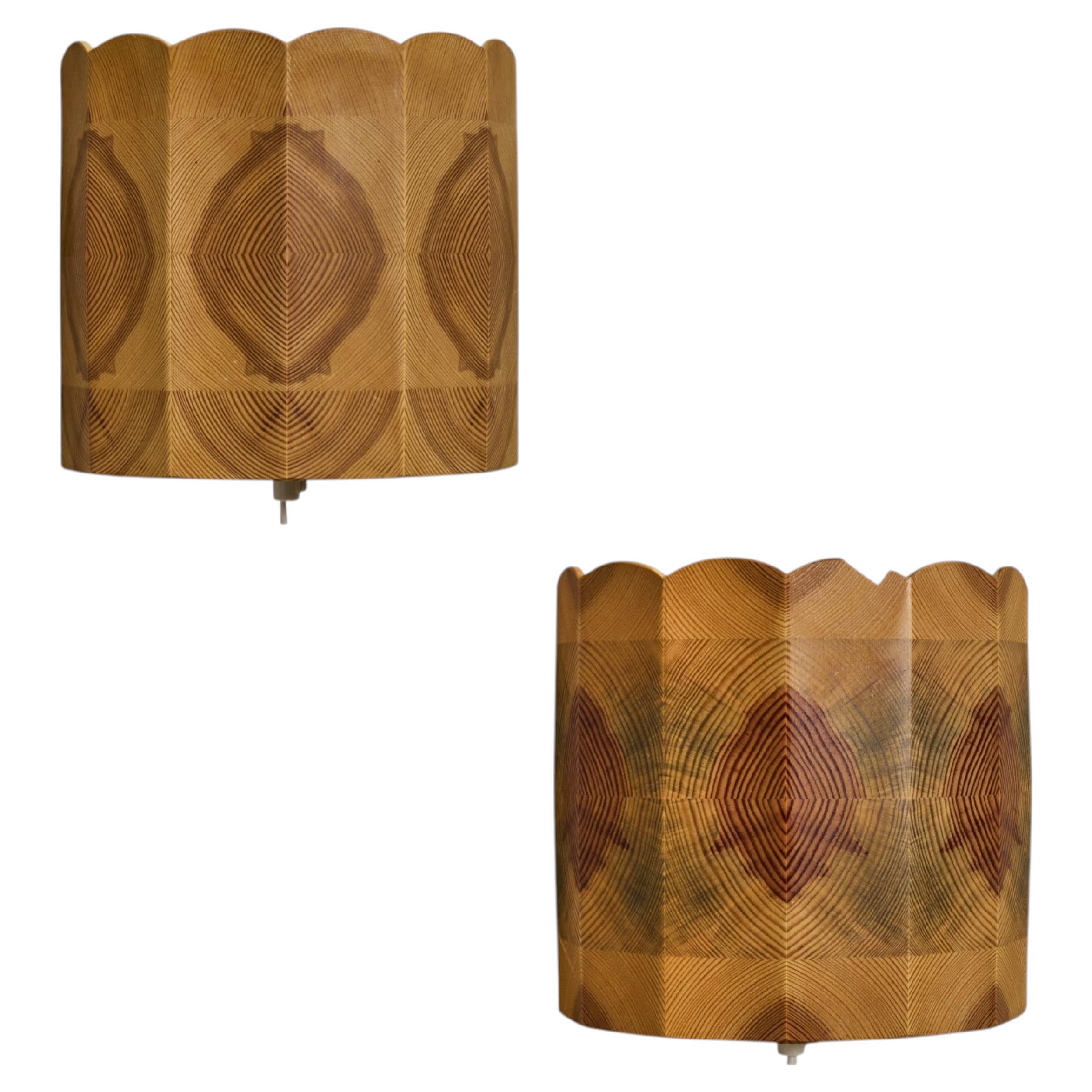 Pair of 1960s Wood Wall Lamps Attributed to Hans-Agne Jakobsson for AB Ellysett