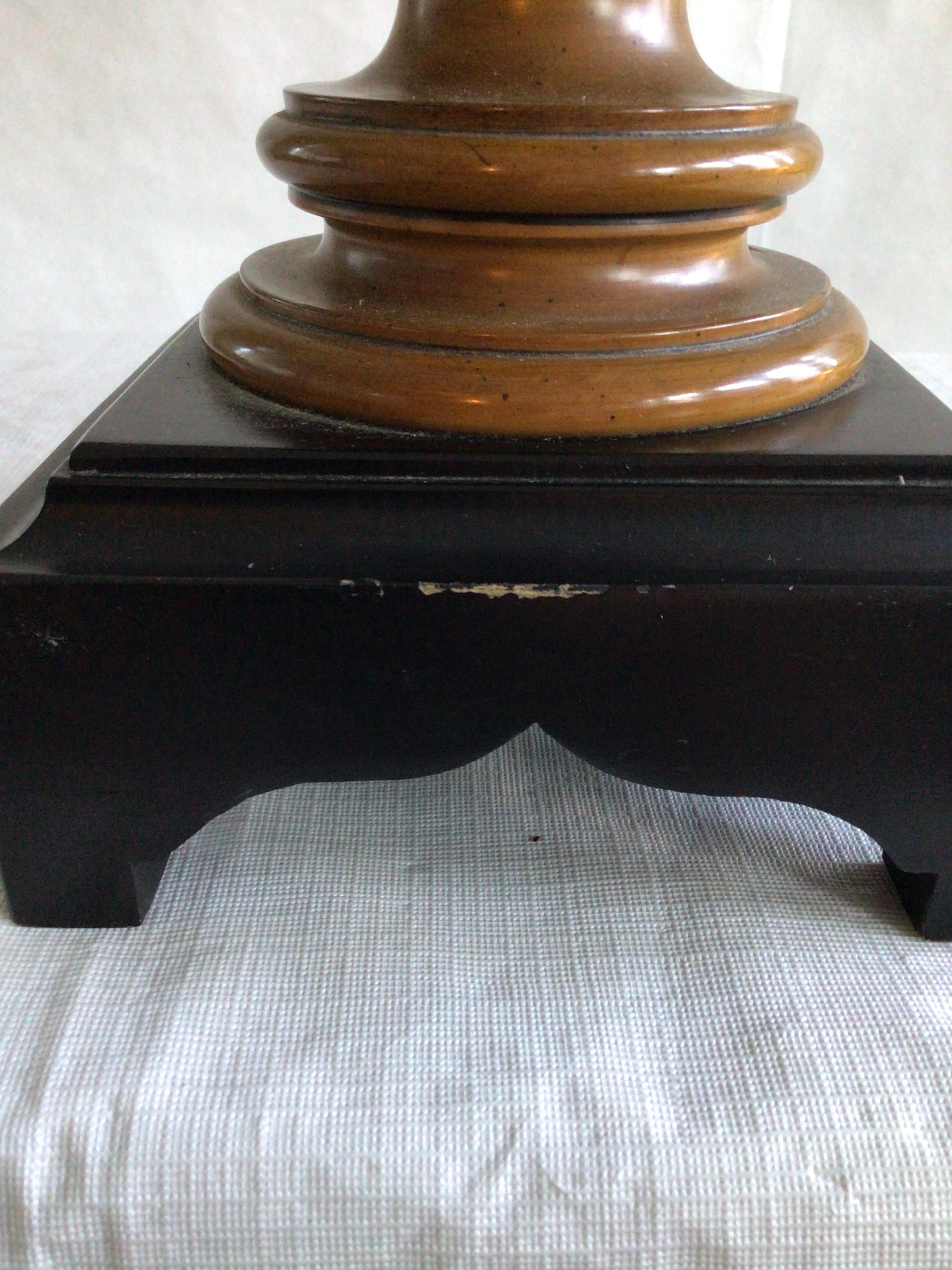 Pair of 1960s Wooden Lamps on Black Wood Base For Sale 4