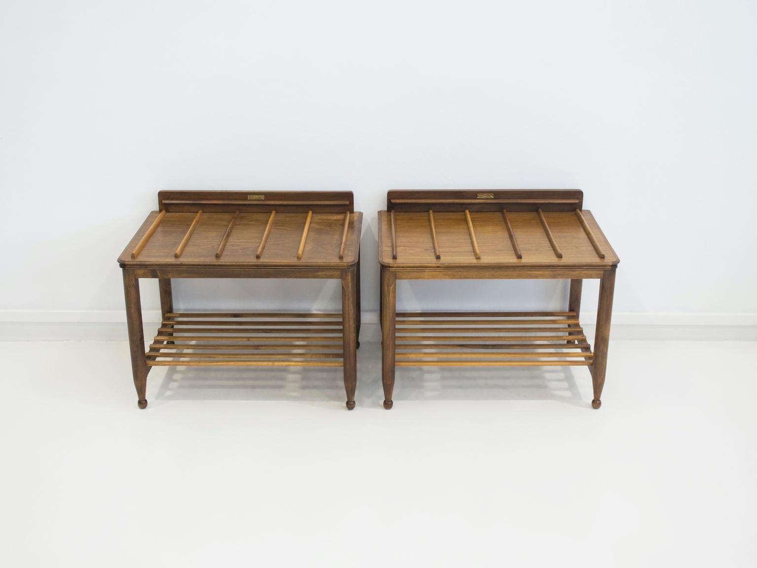 Mid-Century Modern Pair of 1960s Wooden Luggage Racks by Fratelli Strada