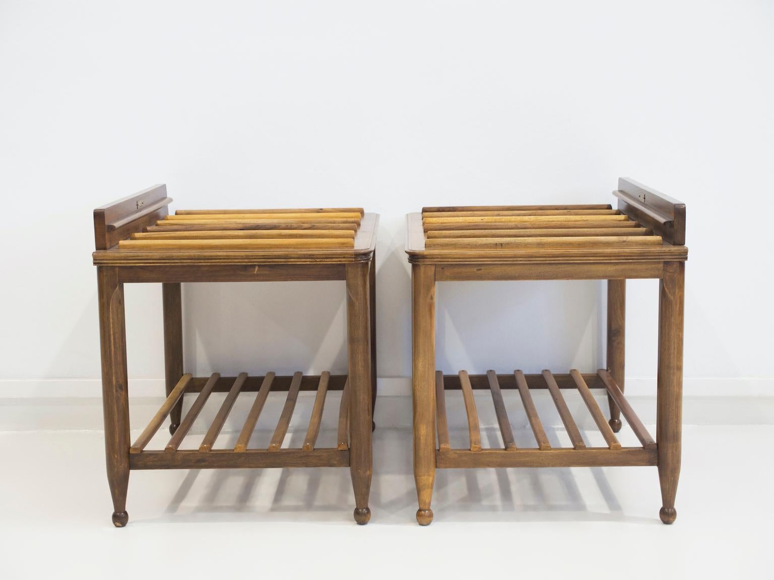 Pair of 1960s Wooden Luggage Racks by Fratelli Strada 2