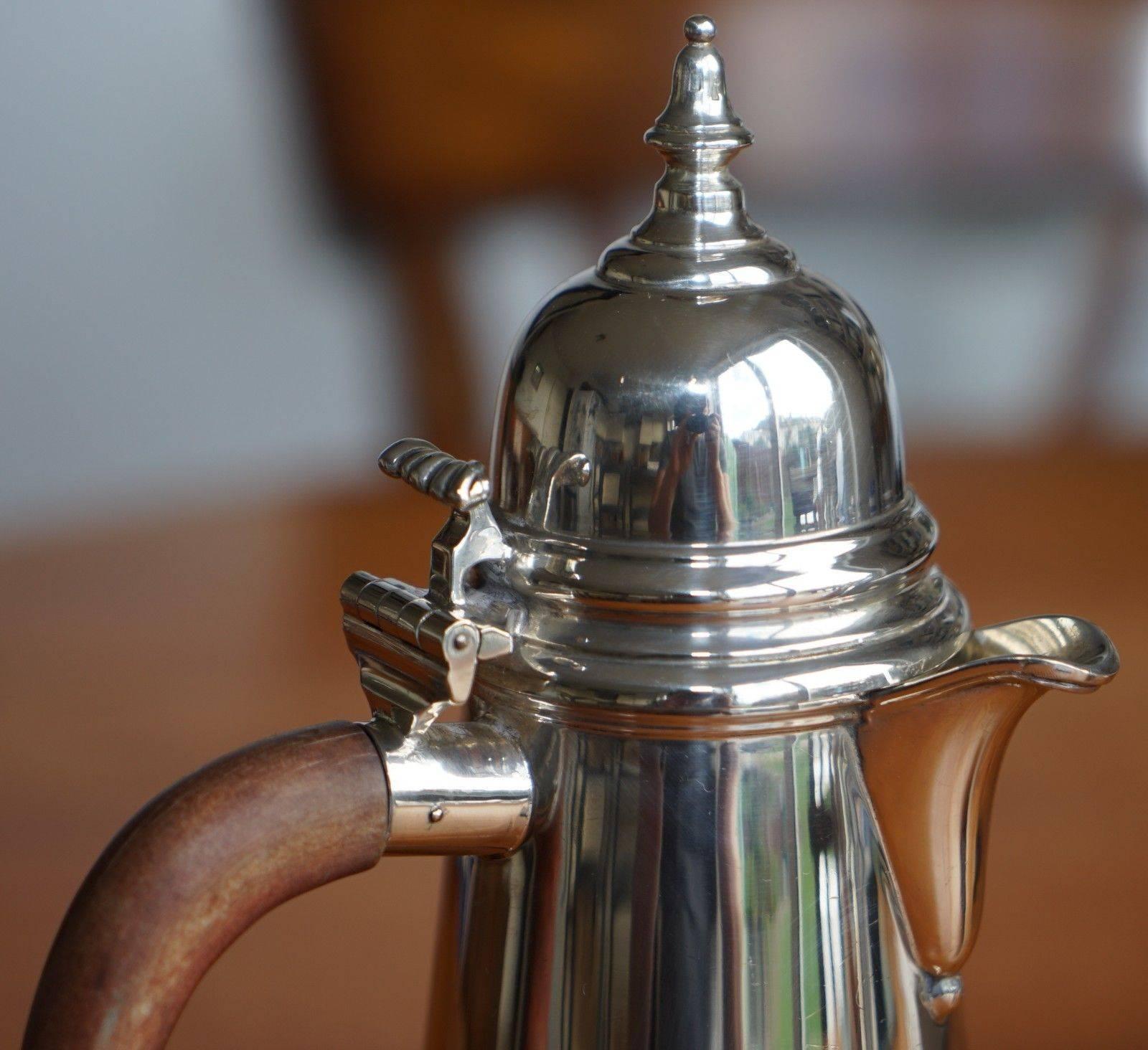 High Victorian Pair of 1967 Asprey London Sterling Silver Cafe Au Lait Pots Jugs Coffee Milk